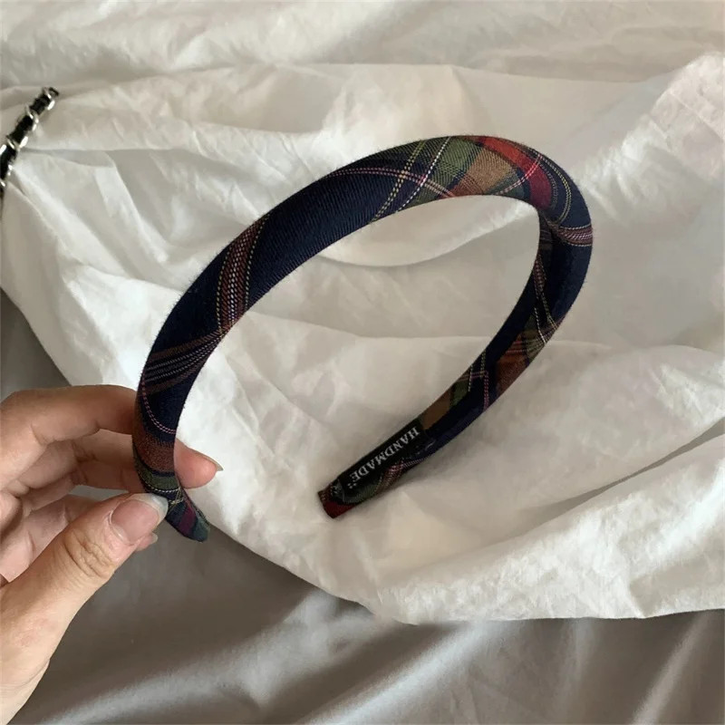 1/2/3pcs Spring Summer Women Solid Color Head Hoop Princess Girls Sweet Plaid Cl