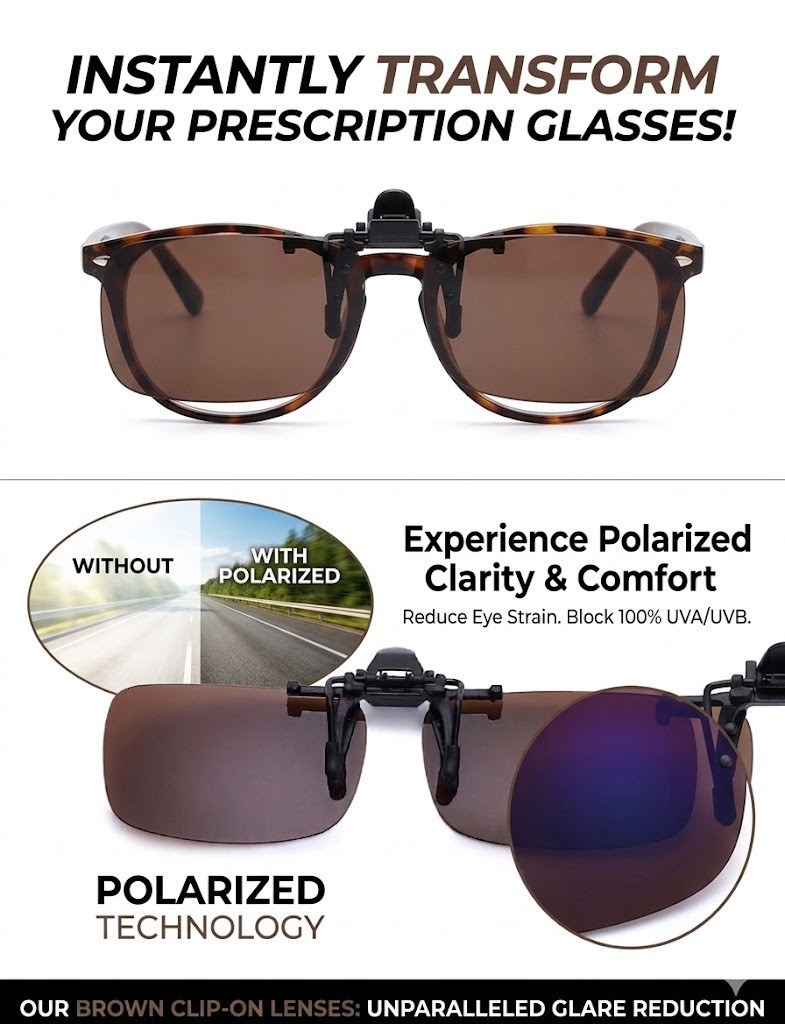 Polarized Sunglasses Flip Up Clip On Men Women 100% UV400 Protection With Pouch