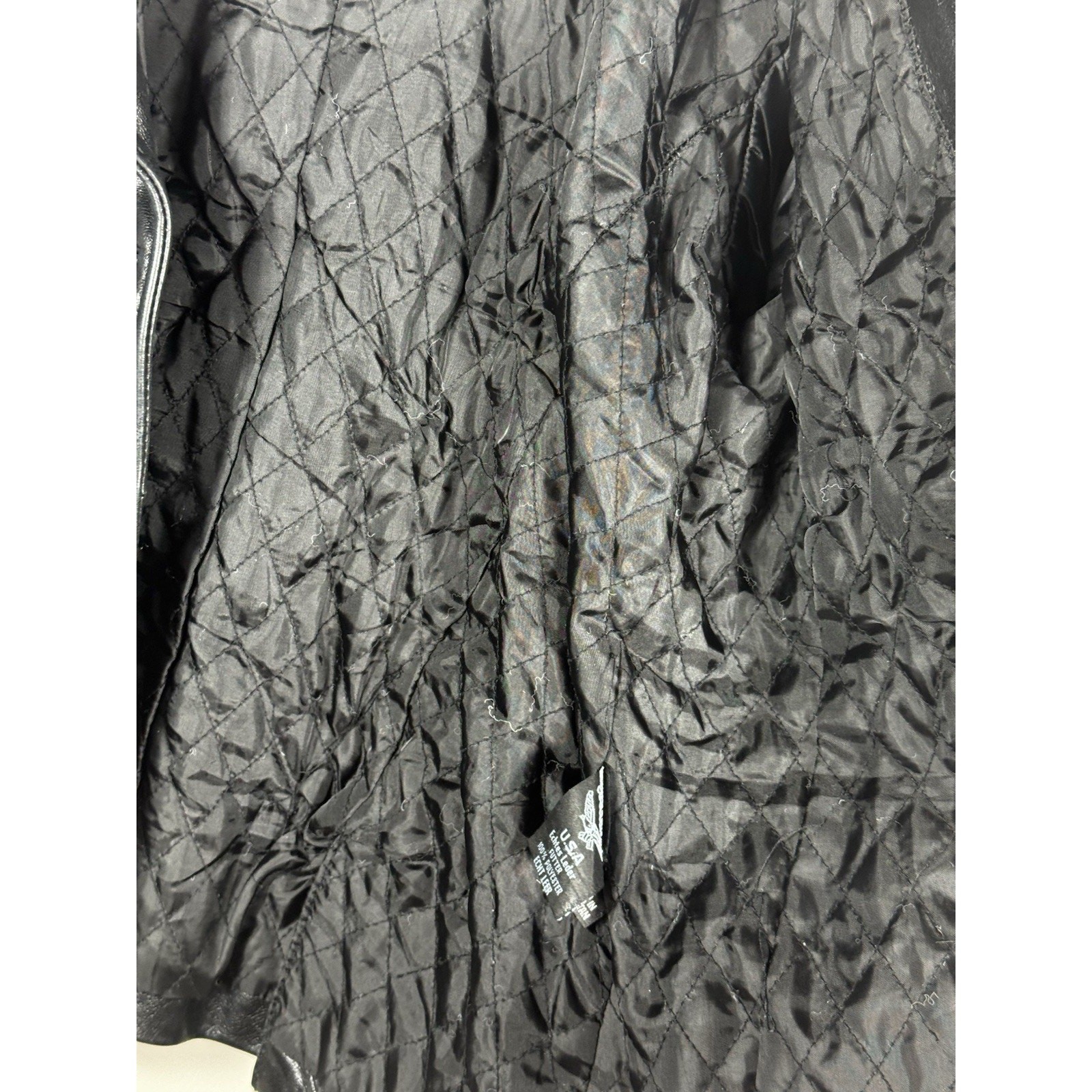 Vtg Superior NY Collection Black Leather Jacket Women’s L Quilted Lining USA