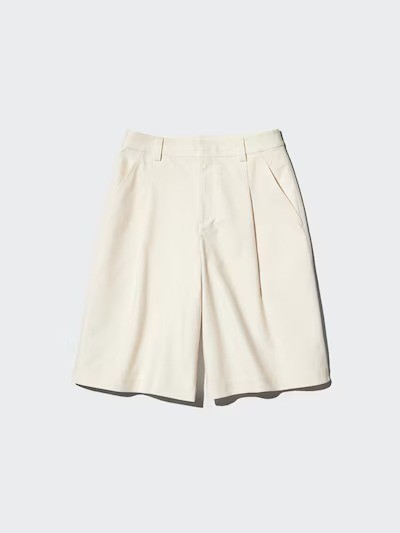UNIQLO Jersey Pleated Half Shorts S-3XL Off White Black Beige Women 485178 NWT