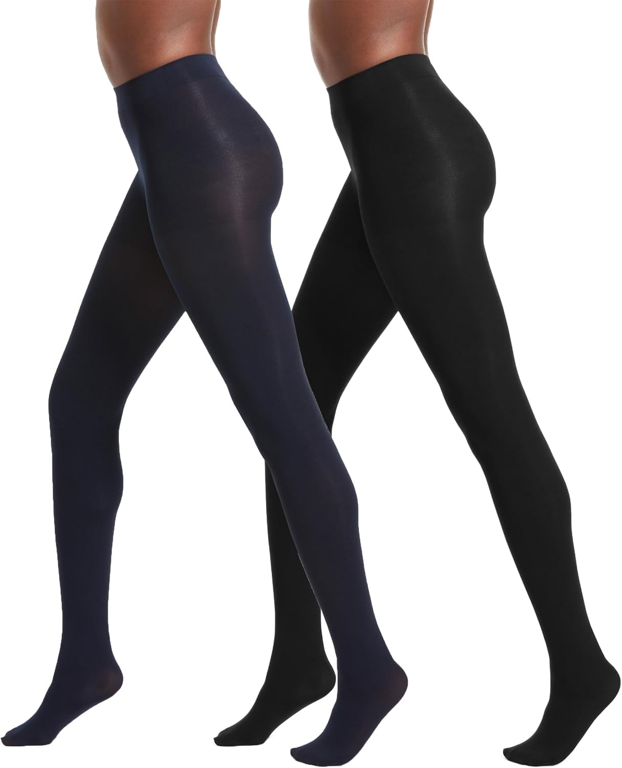 Women’s Control Top Tights Super Opaque 90 Denier Shaping Pantyhose 2 Pack