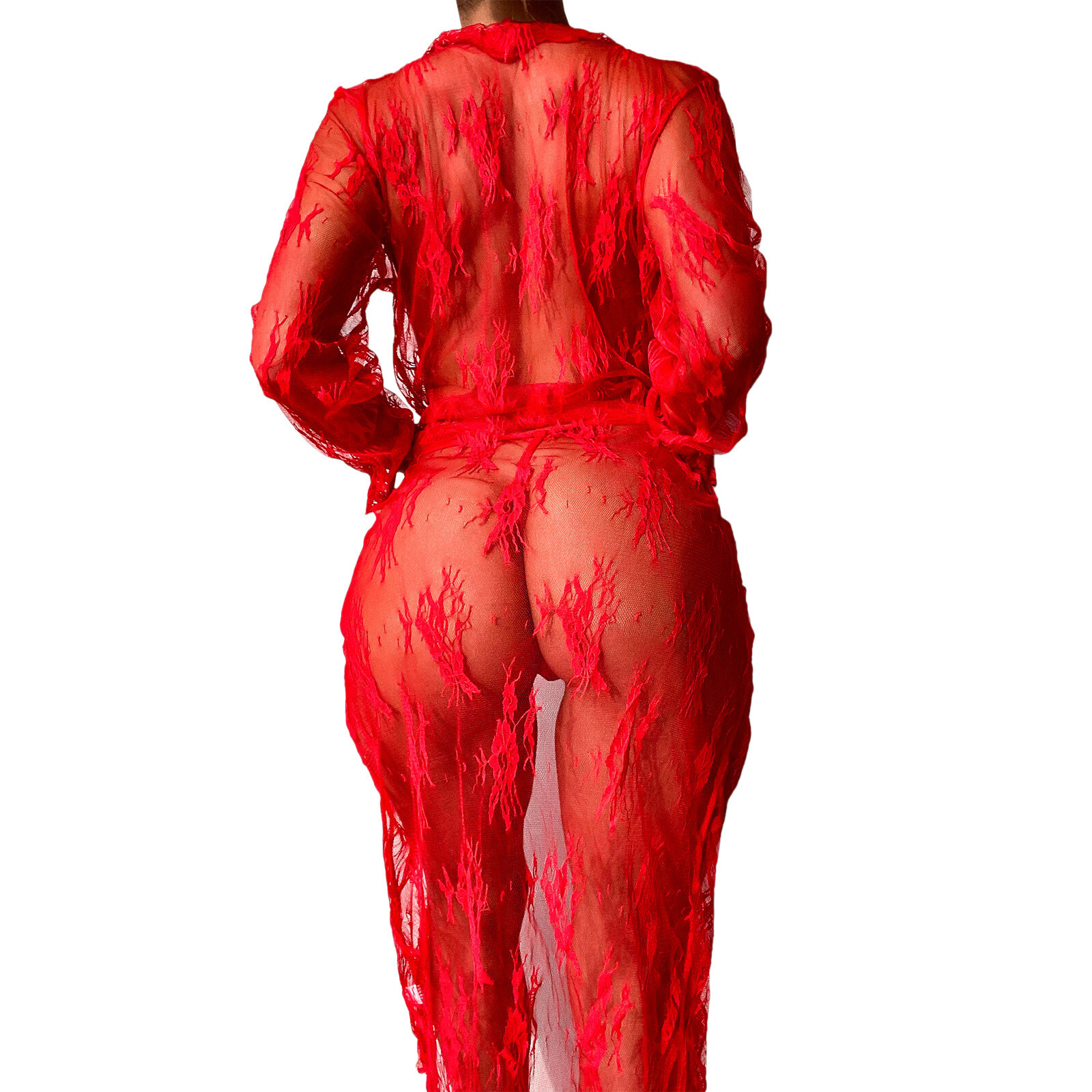 Women Sexy Lingerie See Through Lace Dress Sleepwear Sheer Kimono Robe Nightwear