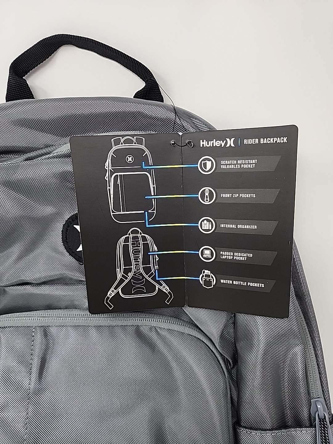 Hurley Rider Backpack, Cool Grey, Durable Adjustable Straps