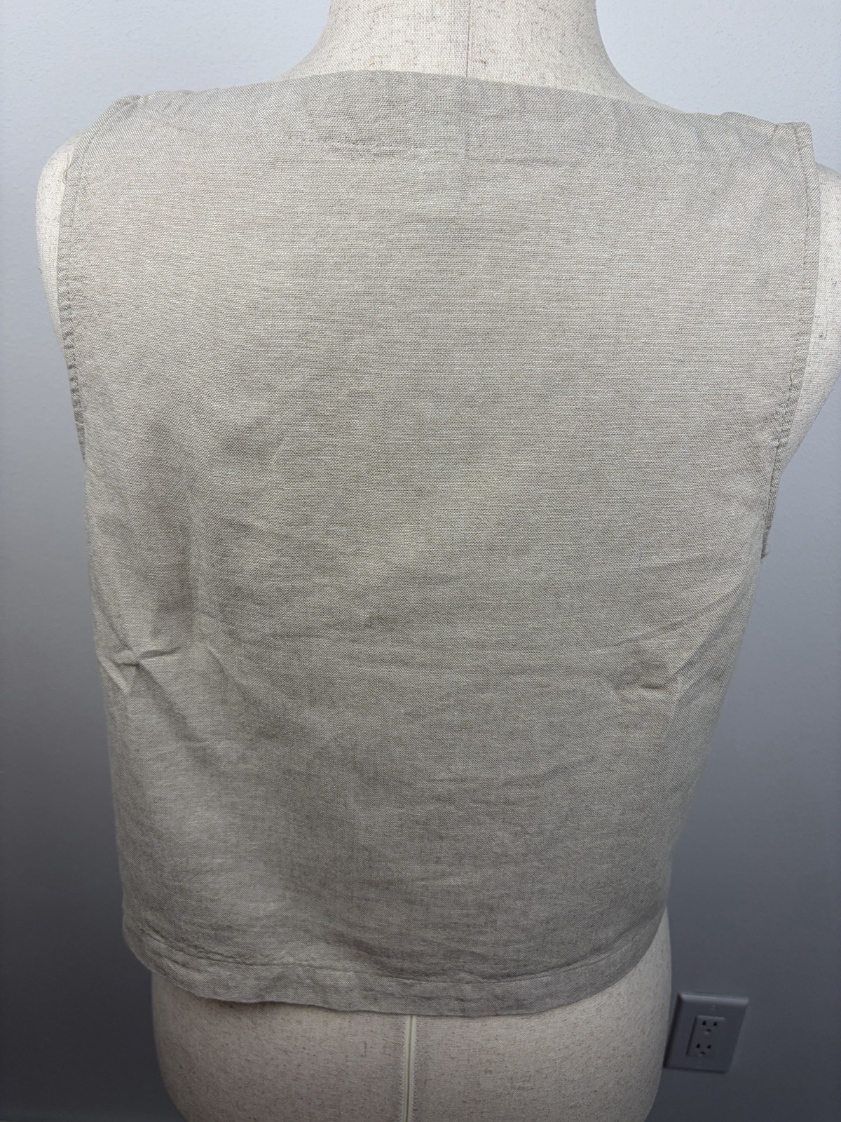Old Navy Linen Blend Square Neck Tank Top Natural Beige Large