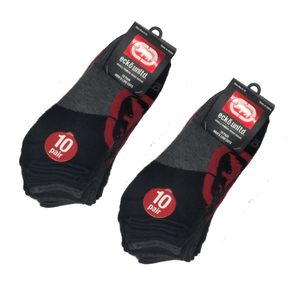 10-20 Pairs of Ecko Men’s Basic Quick Dry No Show Athletic Socks 10-13