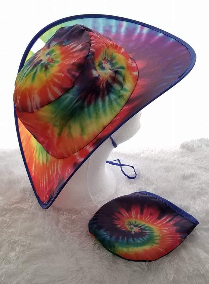 Twist & Fold, Unisex Sun Hat, Cap Rainbow, Waves, Tye Die, Pride -Free Shipping!