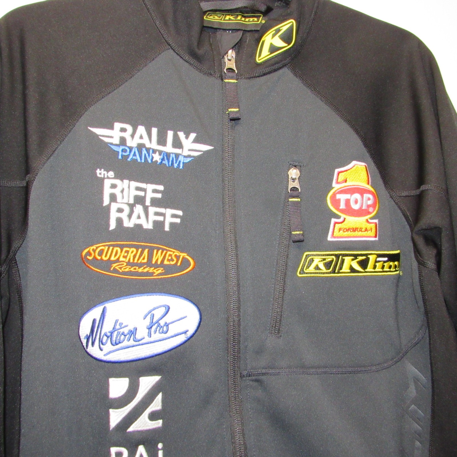 KLIM Top Formula 1 Racing Rally Pan Am Embroidered Softshell Jacket Men’s sz M
