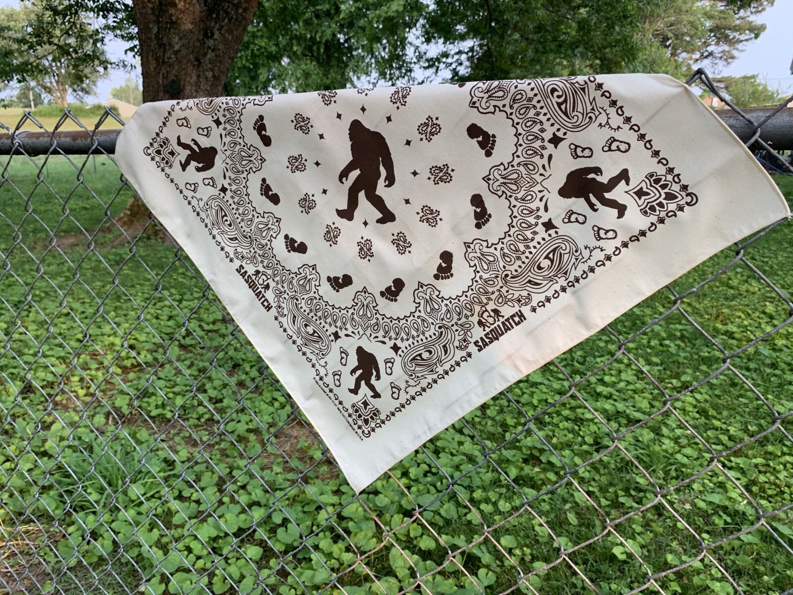 Sasquatch Natural Cotton approx. 22″x22″ Bandanna 100% Cotton USA Made Fun Gift