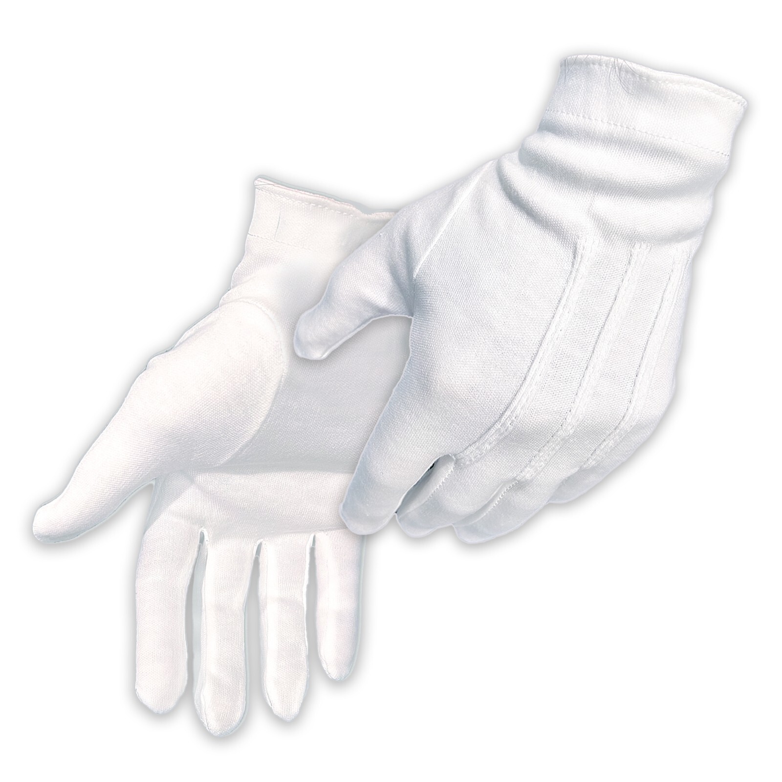 1 Pair 100% Cotton White Marching Parade Formal Dress Gloves M~XL