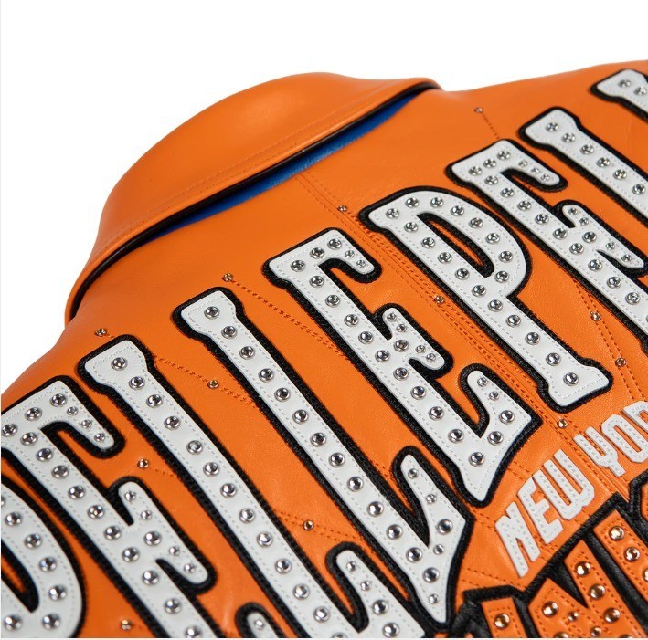 P-P New York Knicks Limited Edition Orange Leather Jacket