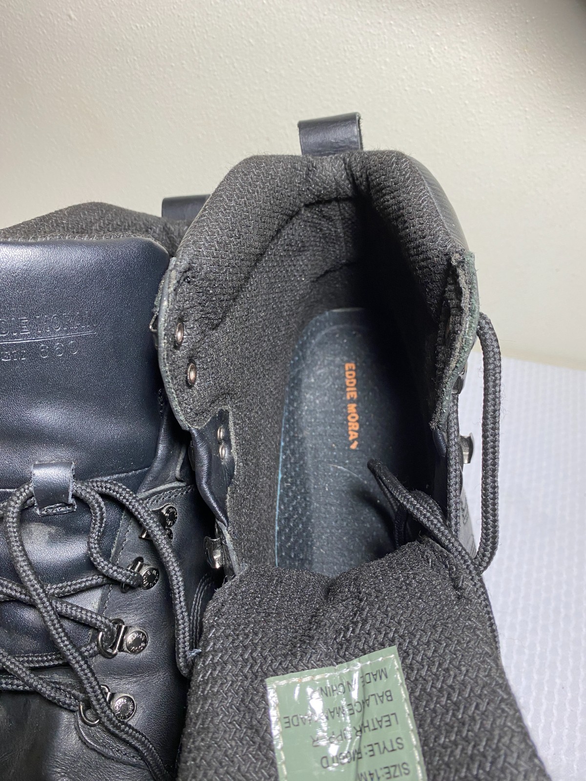 Eddie Moran Work Boots Black Mens Size 14M Chevron Orange Sole Slip Resistant