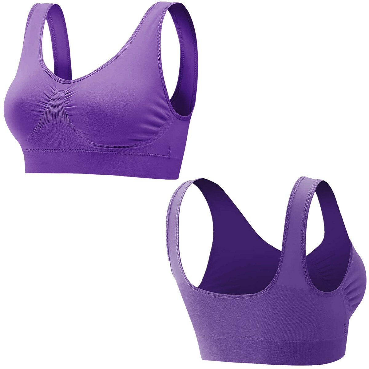 Sport Bras Seamless Wire-Free Light Support Tank Sports Yoga Sleep Bra 3 Pack US