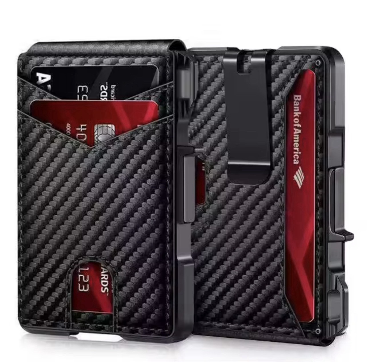 Smart Pop Up Wallet for Men RFIDBlocking Slim Metal Card Holder withiD Window