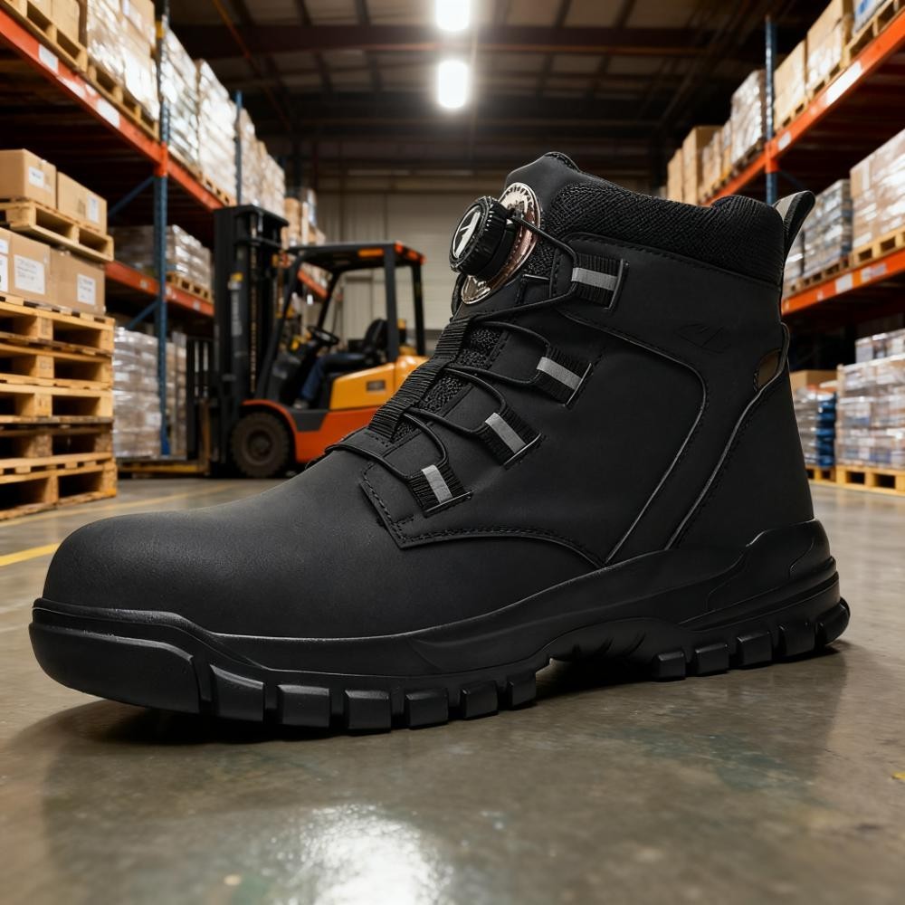 Waterproof Safety Boots Men Rotary Buckle Indestructible Steel Toe Work Boots