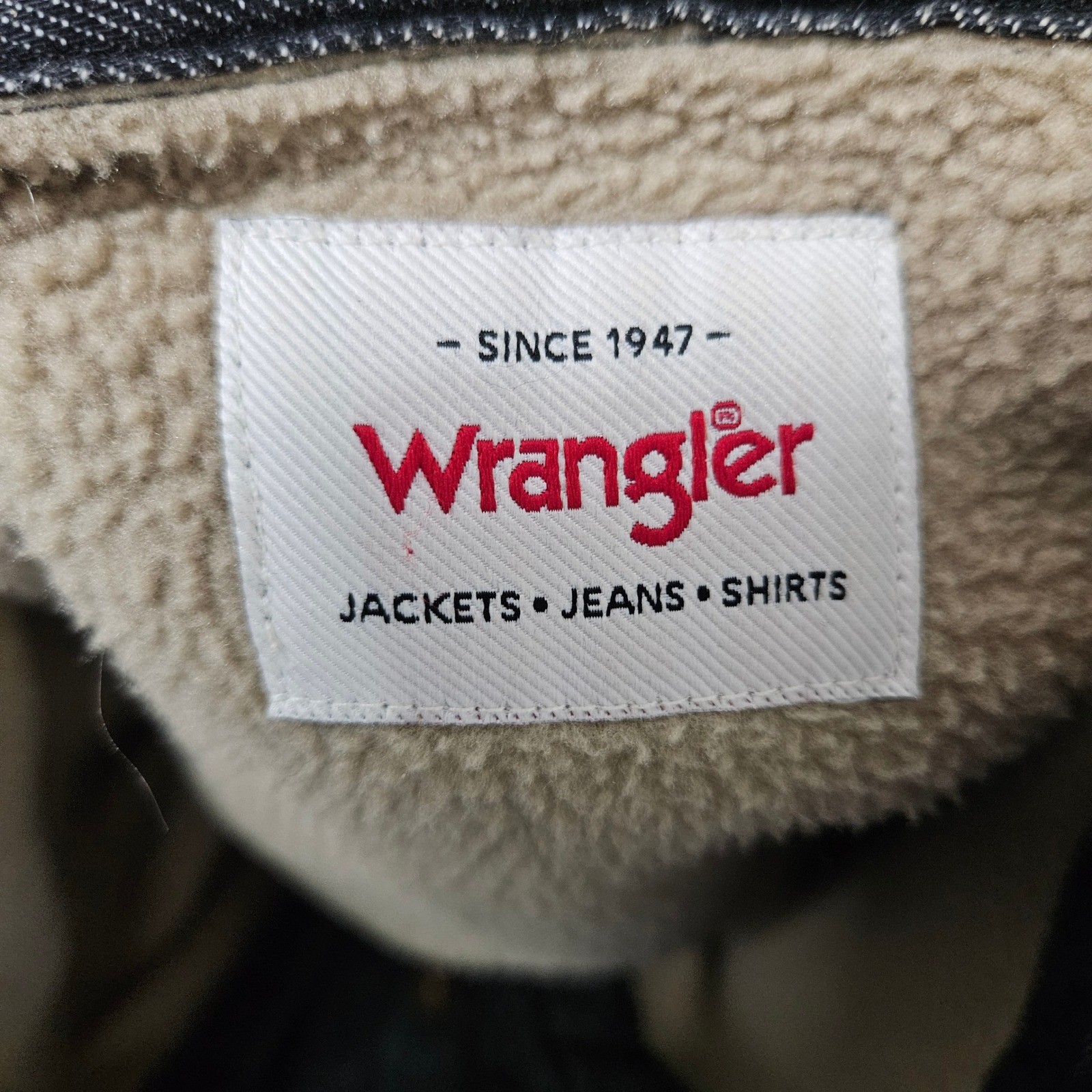 Wrangler Shirt Jacket Mens L Black Denim Sherpa Lined Workwear Western Rugged