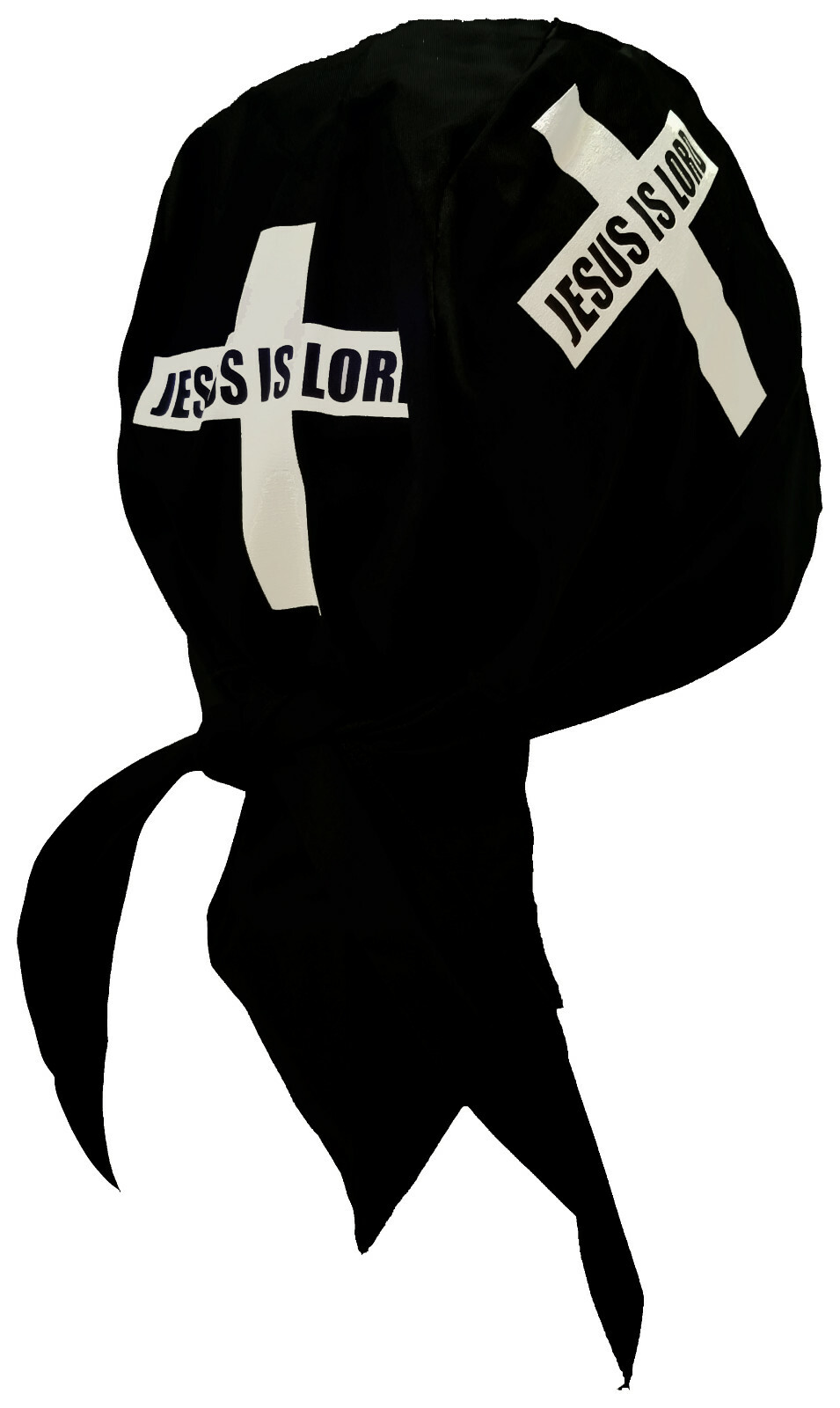 Jesus is Lord with Cross Christian Doo Rag Black Skull Cap Chemo Bandana Wrap