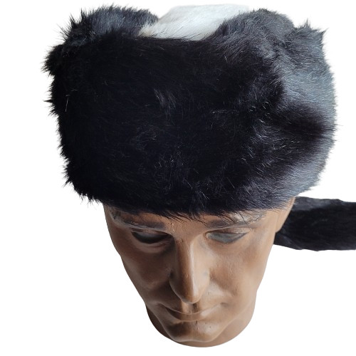 Skunk Hat Faux Fur & Tail Cap Warm Soft S-XL Size Mountain Men Coon Crockett
