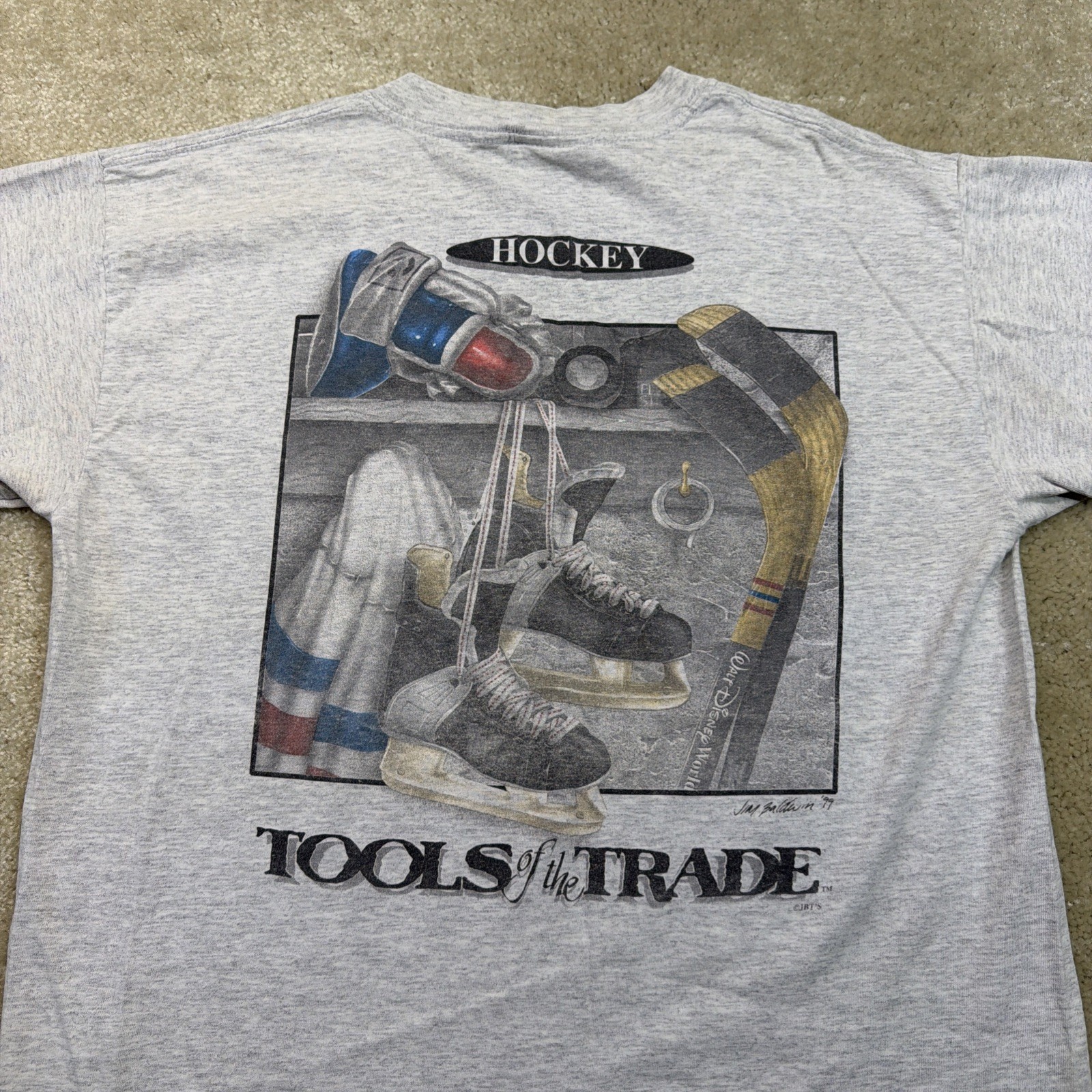 VTG 1999 Walt Disney World Hcokey Tools of The Trade Tee Shirt Mens Large Gray