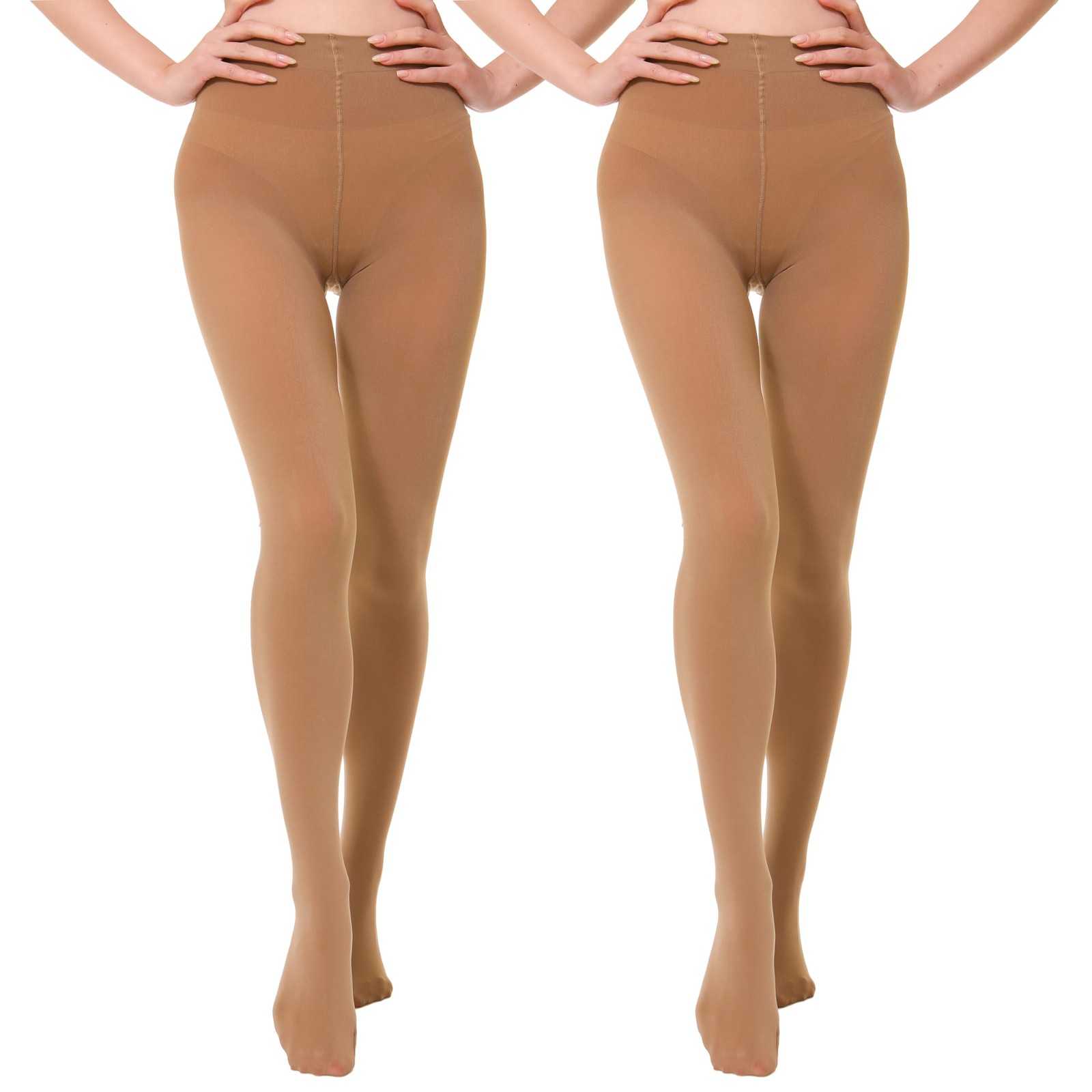 2 Pairs Pack Women’s Opaque Tights XXL3XL, Dark Skin