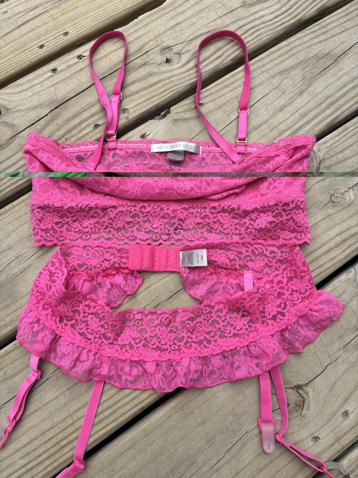 Victoria’s Secret Silver tag Bra And Garter Set