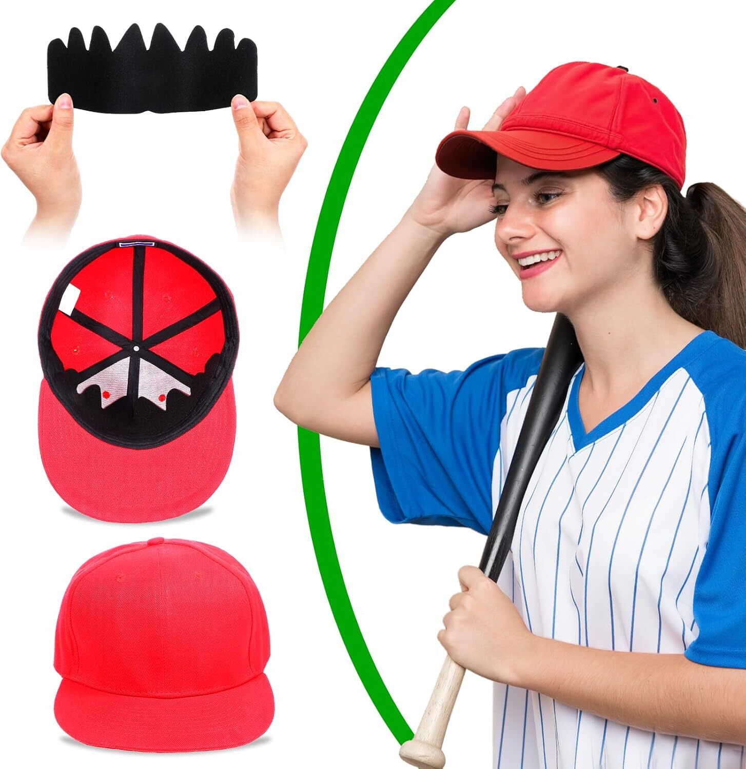 10 PCS Black Baseball Caps Inserts, Flexible Washable Hat Shaper Insert Reusable