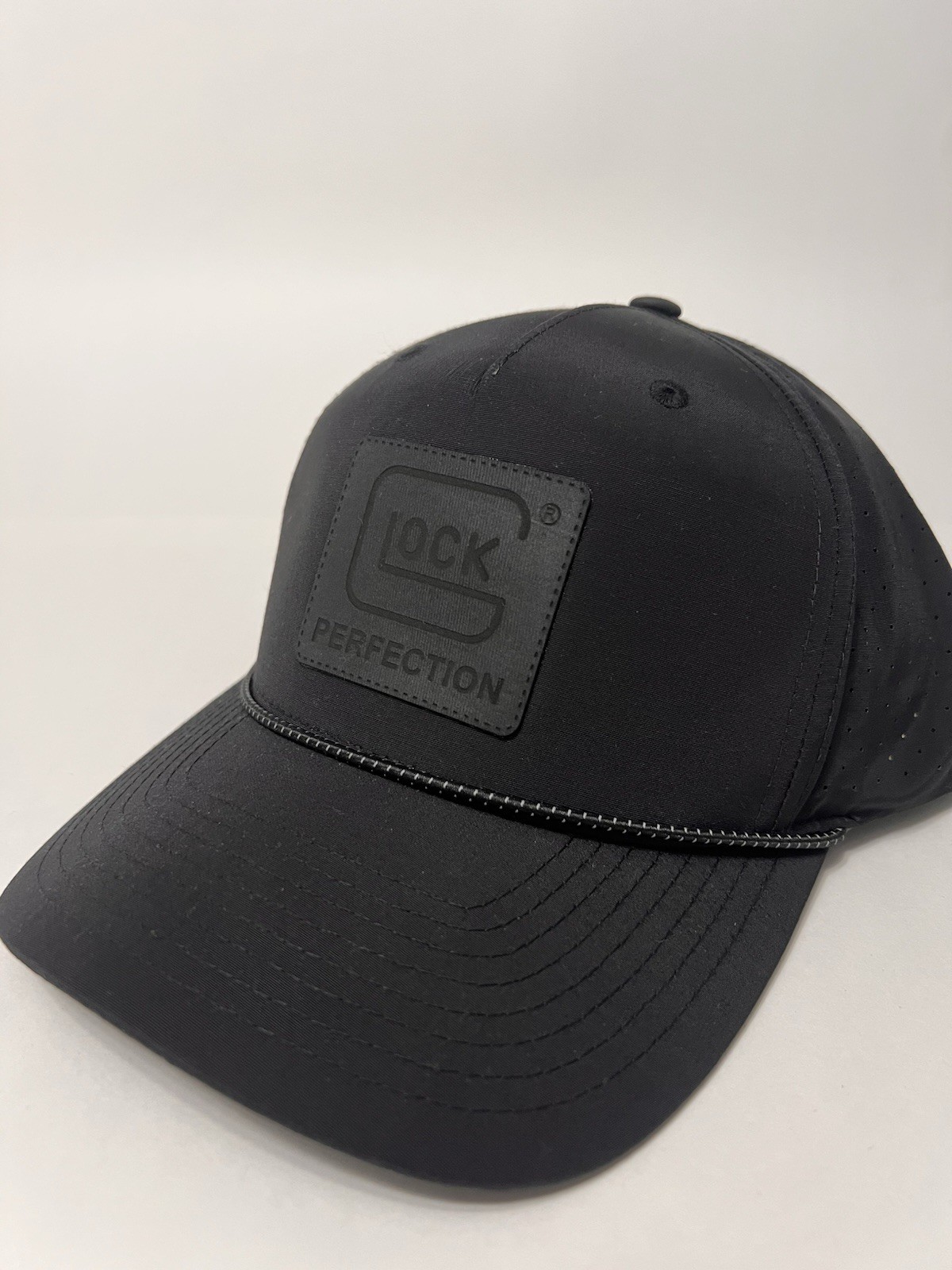 Glock Perfection Richardson 355 Performance Hat Black Hat and Leather Patch NWT