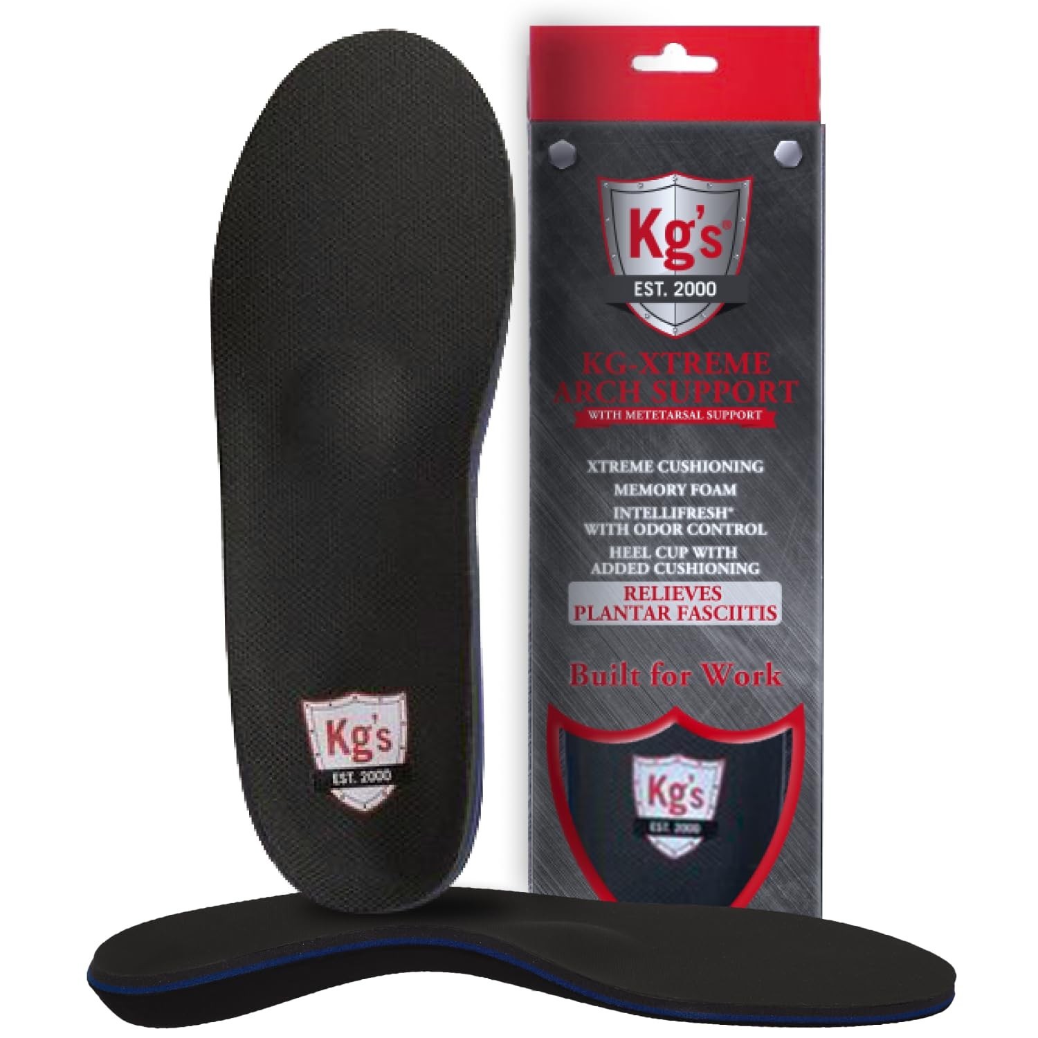 KG’s Arch Support with Metatarsal Support – Cushioned Memory Foam Insoles
