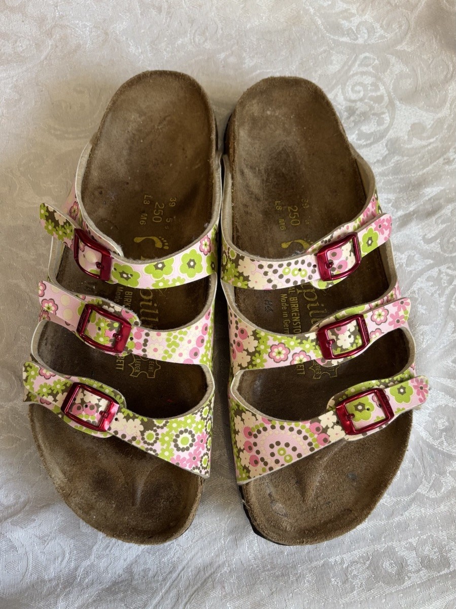 Birkenstock 39 Papillio Sandals Womens 8 Floral Florida Slides Germany