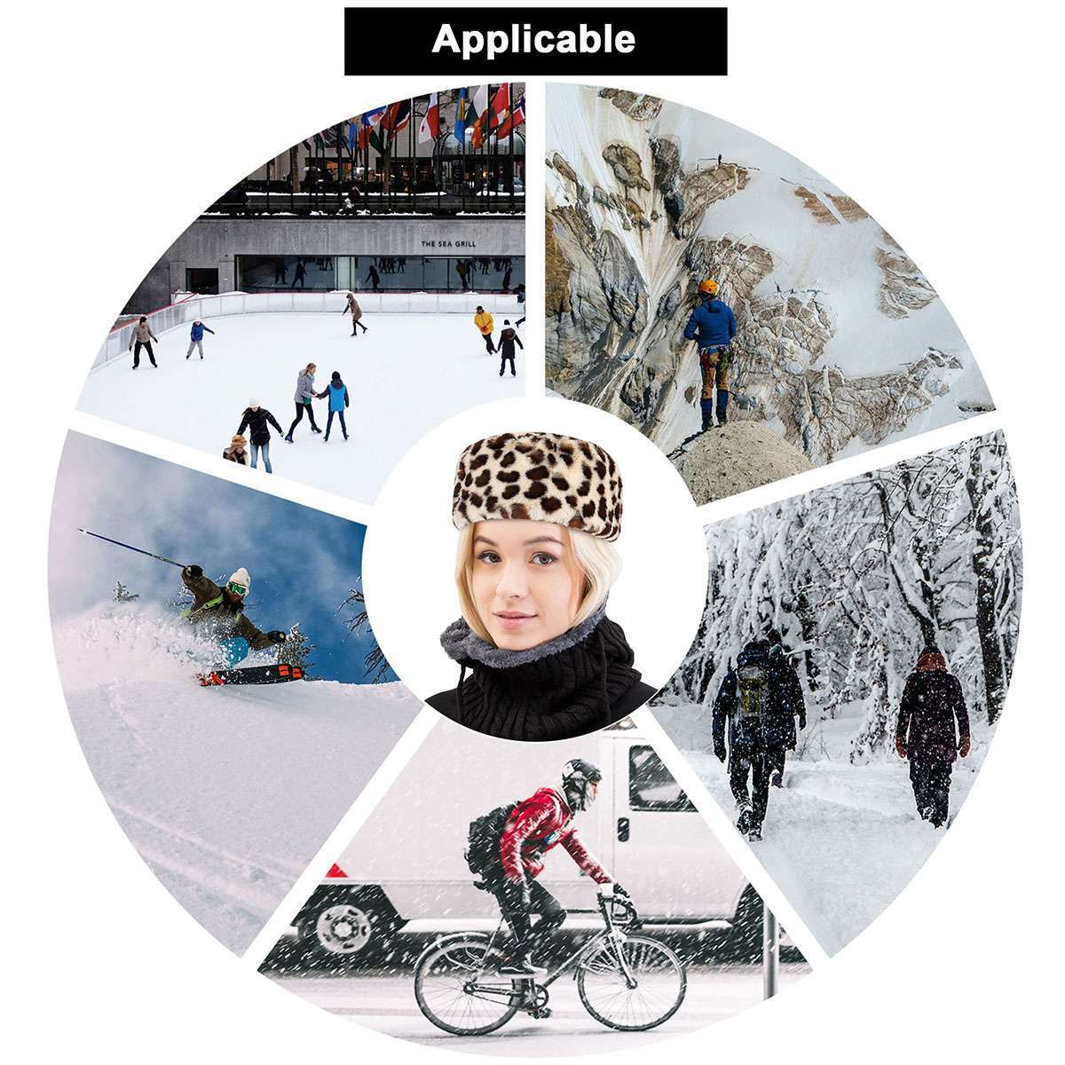Women Russian Fluffy Faux Fur Headband Hat Ladies Winter Outdoor Ski Warm Cap