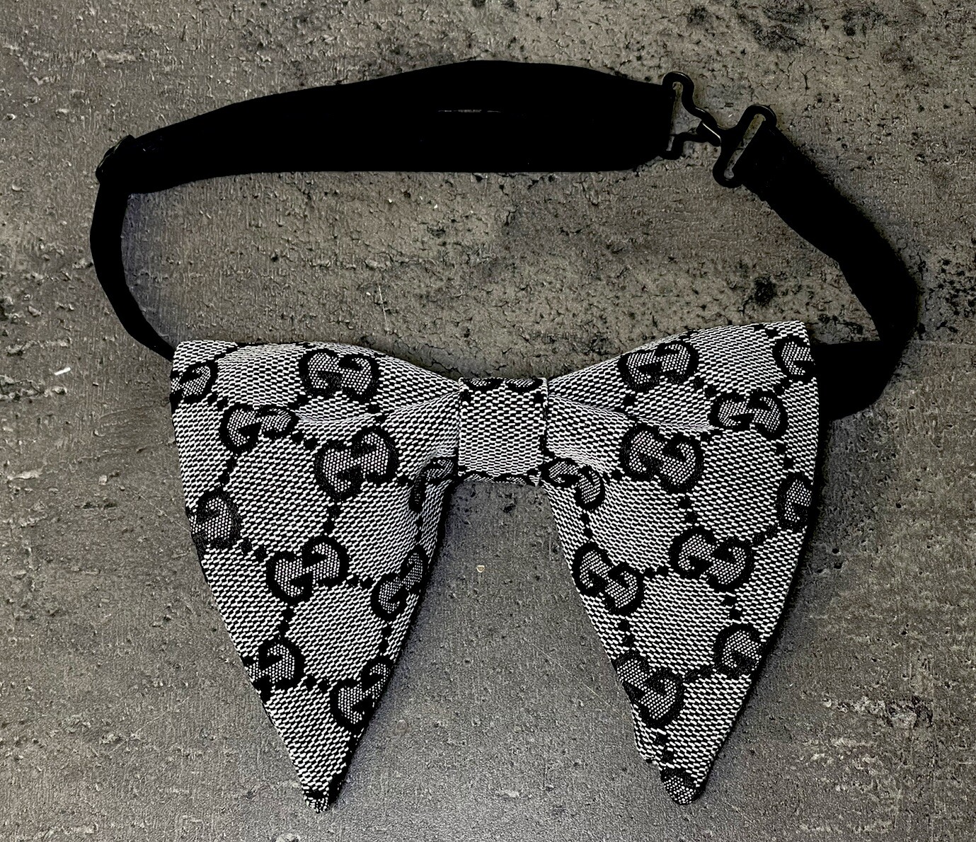 Vintage Style Bow Tie 70’s Black Monogram Butterfly