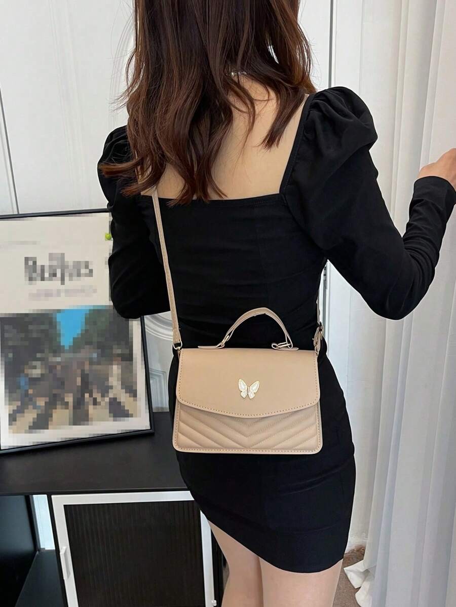 Women PU Leather Crossbody Bag Patchwork Bow Flap Square Shoulder Commute Purse