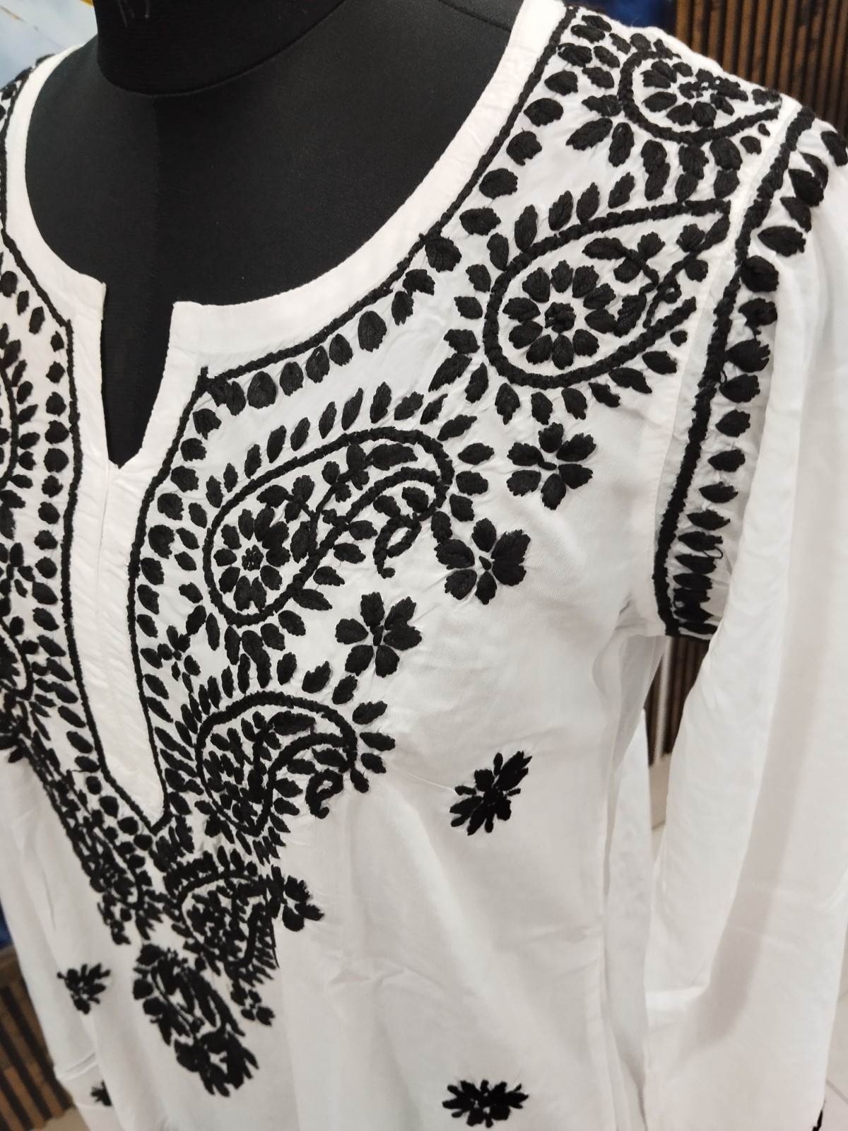 KURTI Co-Ord Set L XL 2XL 3XL 4XL 5XL HANDMADE CHIKAN EMBROIDERY 100% COTTON