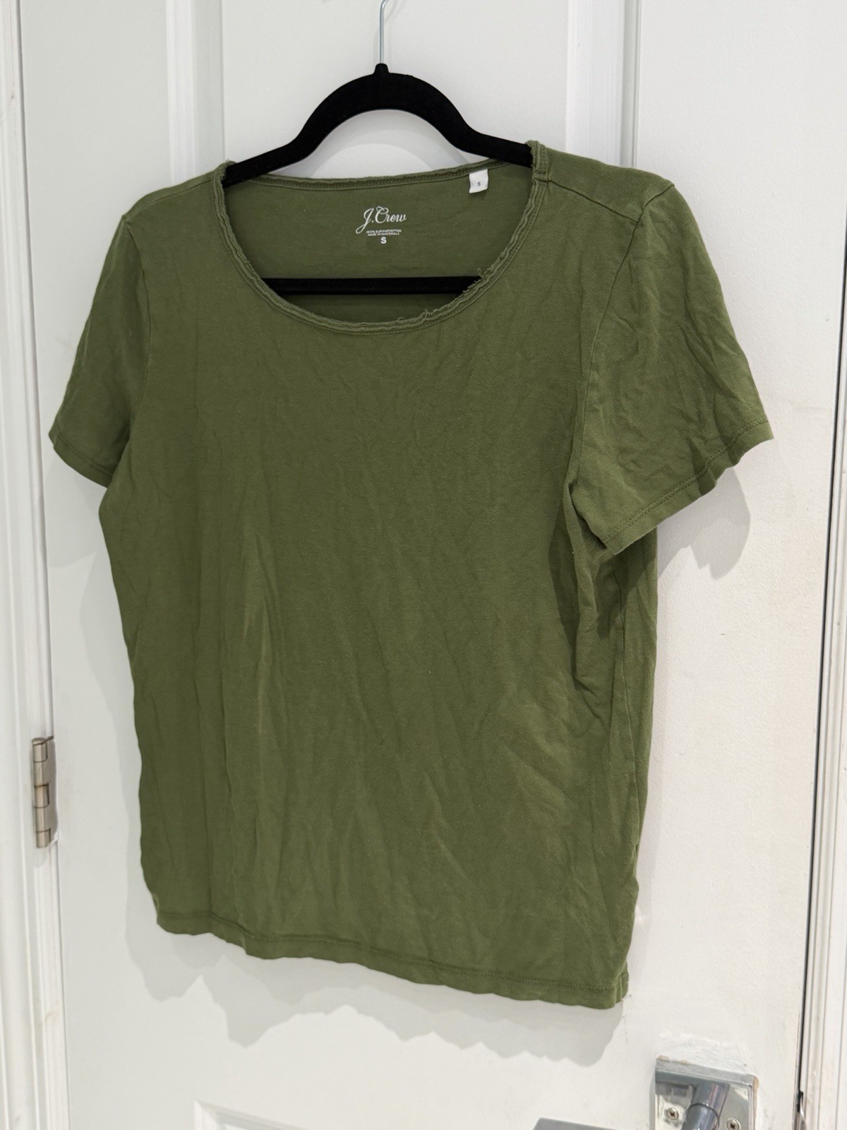 J.Crew Womens Green Crewneck Slub Cotton Classic Tee T-Shirt Size Small