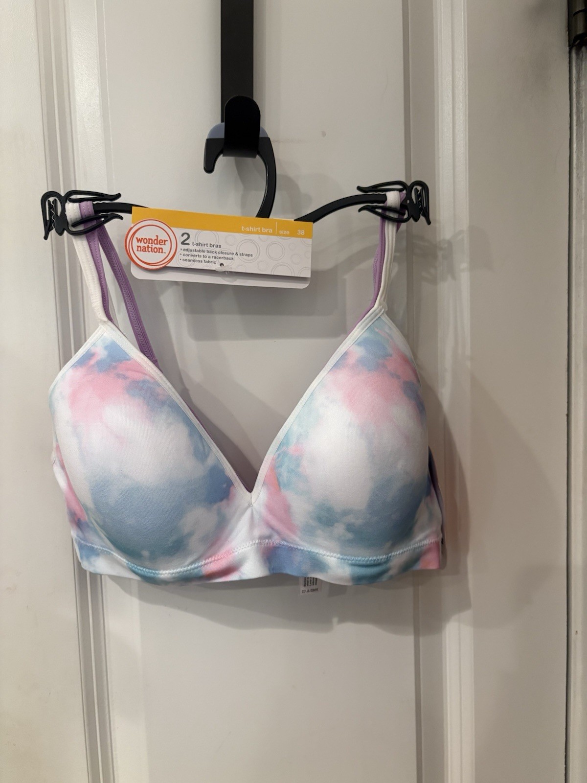 NWT Girls Size 38 Two Piece T-shirt Bras By Wonder Nation SKU TR4 Purple & Multi