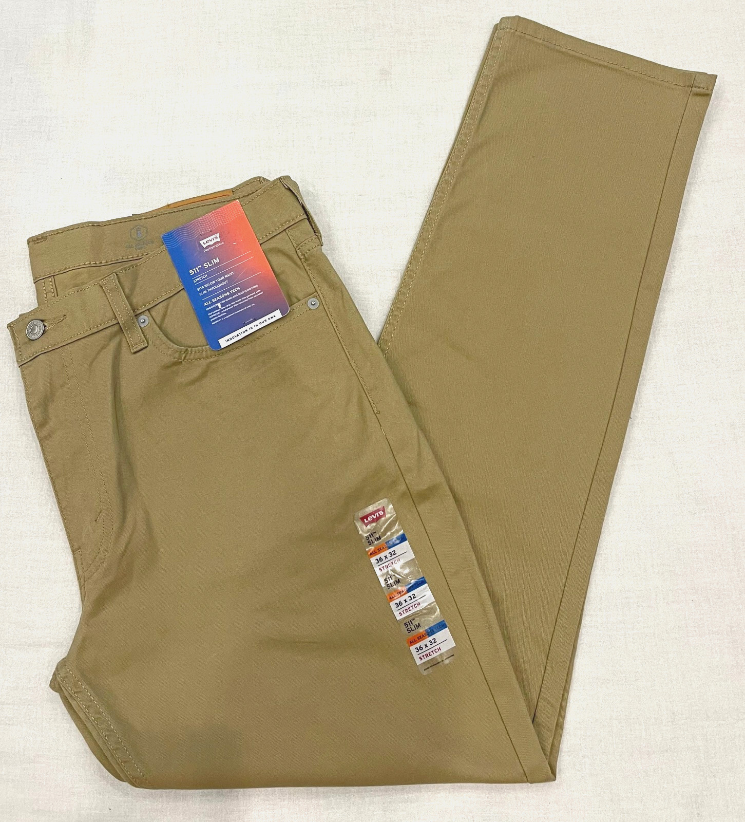 Levis 511 Slim All Seasons Tech Stretch Twill Mens Pants Harvest Gold (Tan)