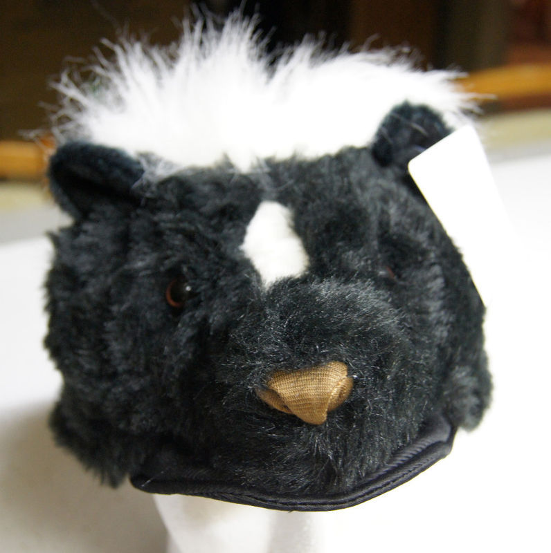 coonskin SKUNK HAT tail Halloween COSTUME head mask cap PLUSH furry pepe le pew