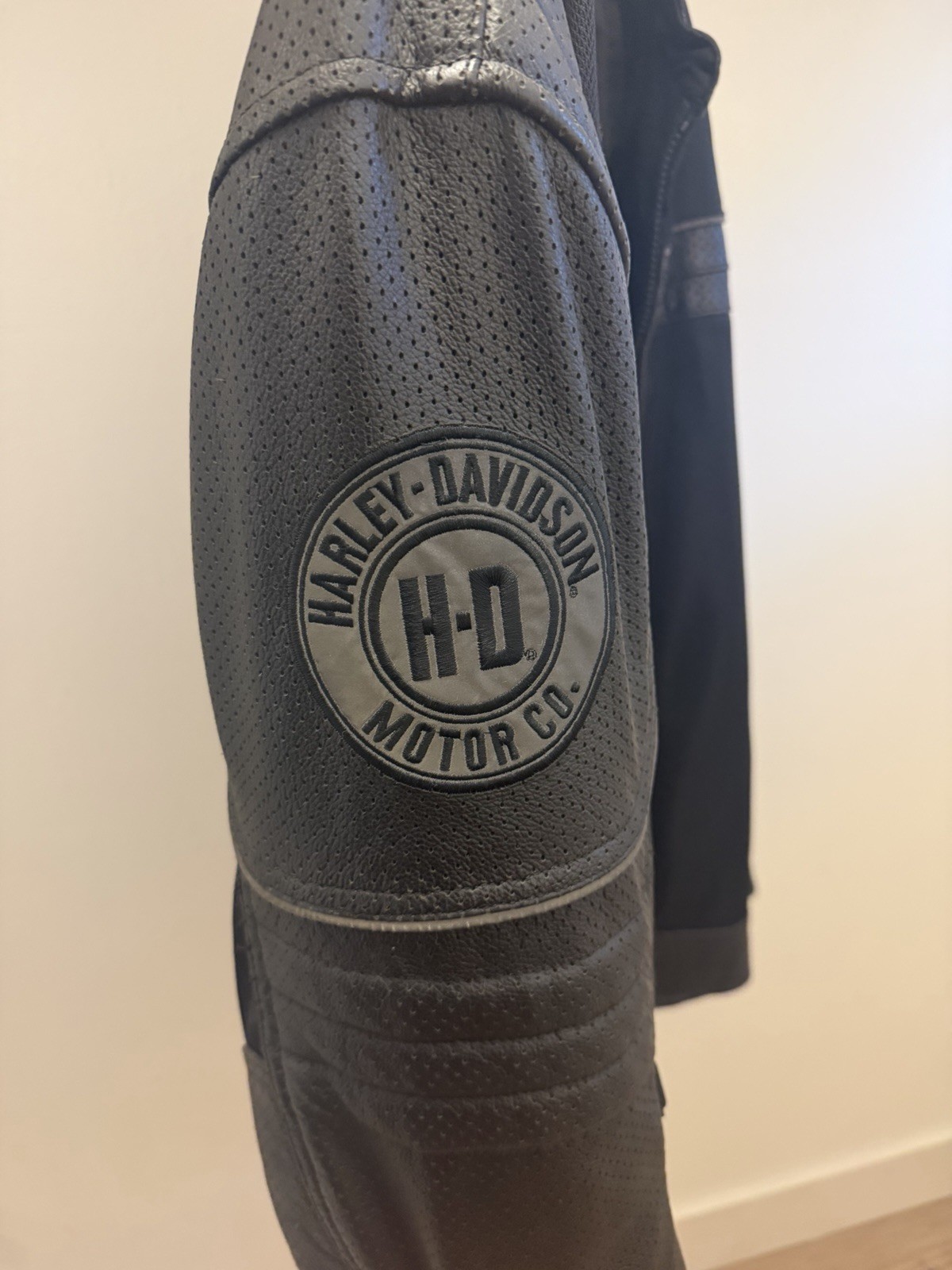 Harley Davidson XL Leather Mesh Riding Jacket Black Perforated Removable Liner