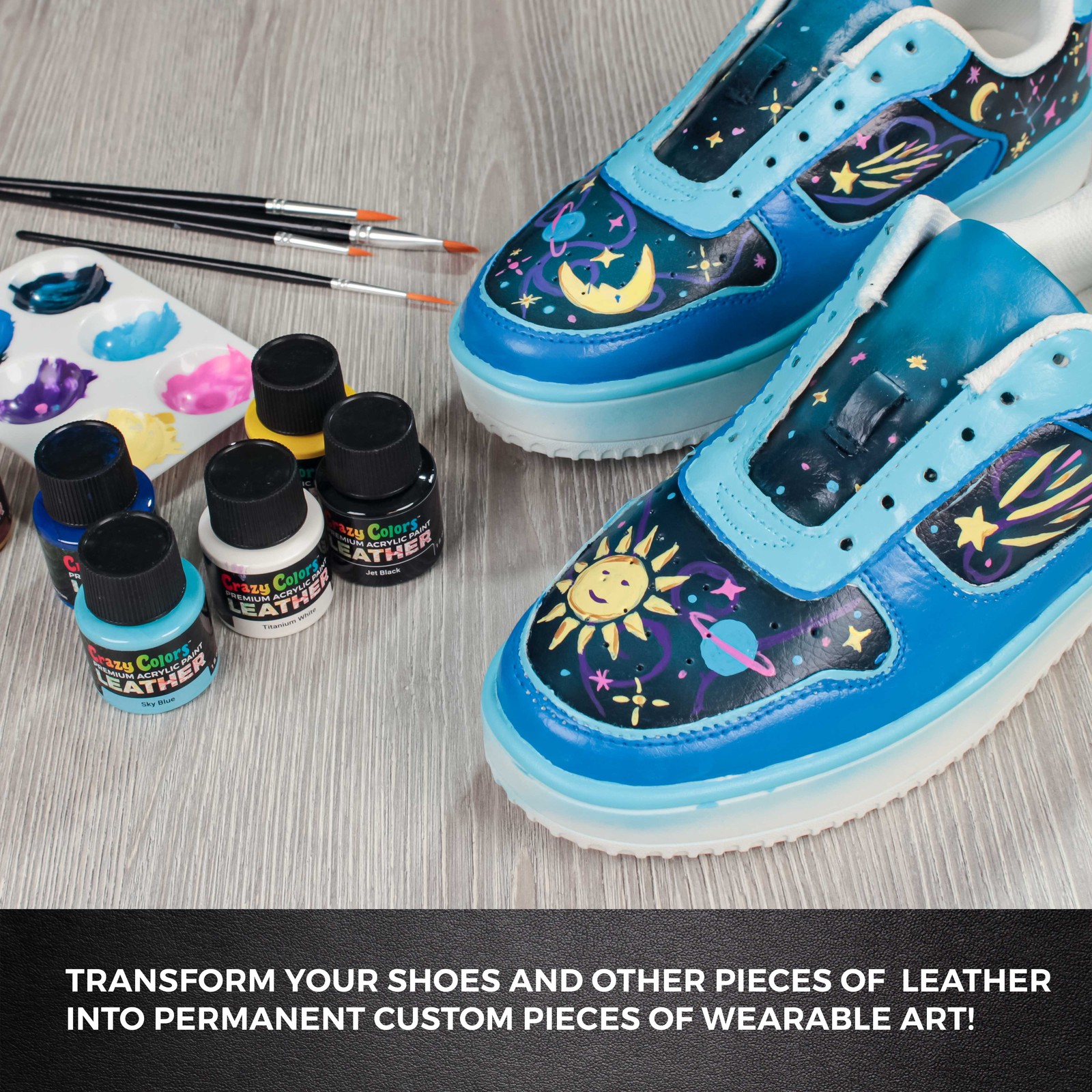 Acrylic Leather and Shoe Paint Kit, 13 Colors Set, 1 oz Bottles – Sneakers, Bags