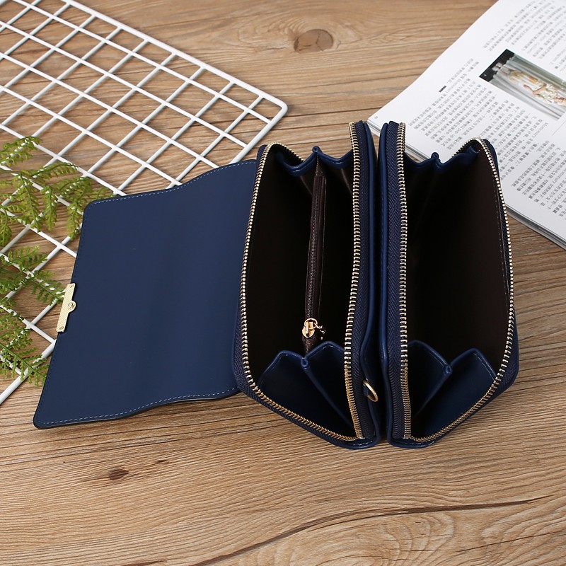 Large Capacity Shoulder Crossbody Bag Cell Phone Bags Double Zipper Wallet Purse