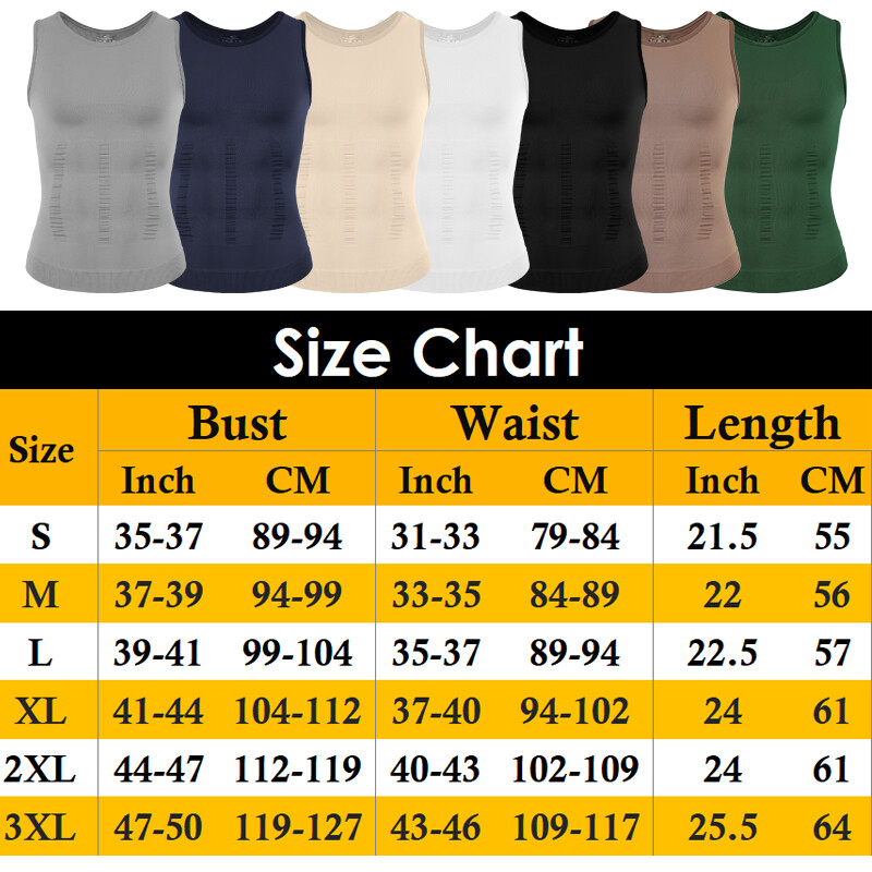 Mens Body Shaper Belly Chest Compression Shirt Slimming Tank Top Abs Girdle Vest