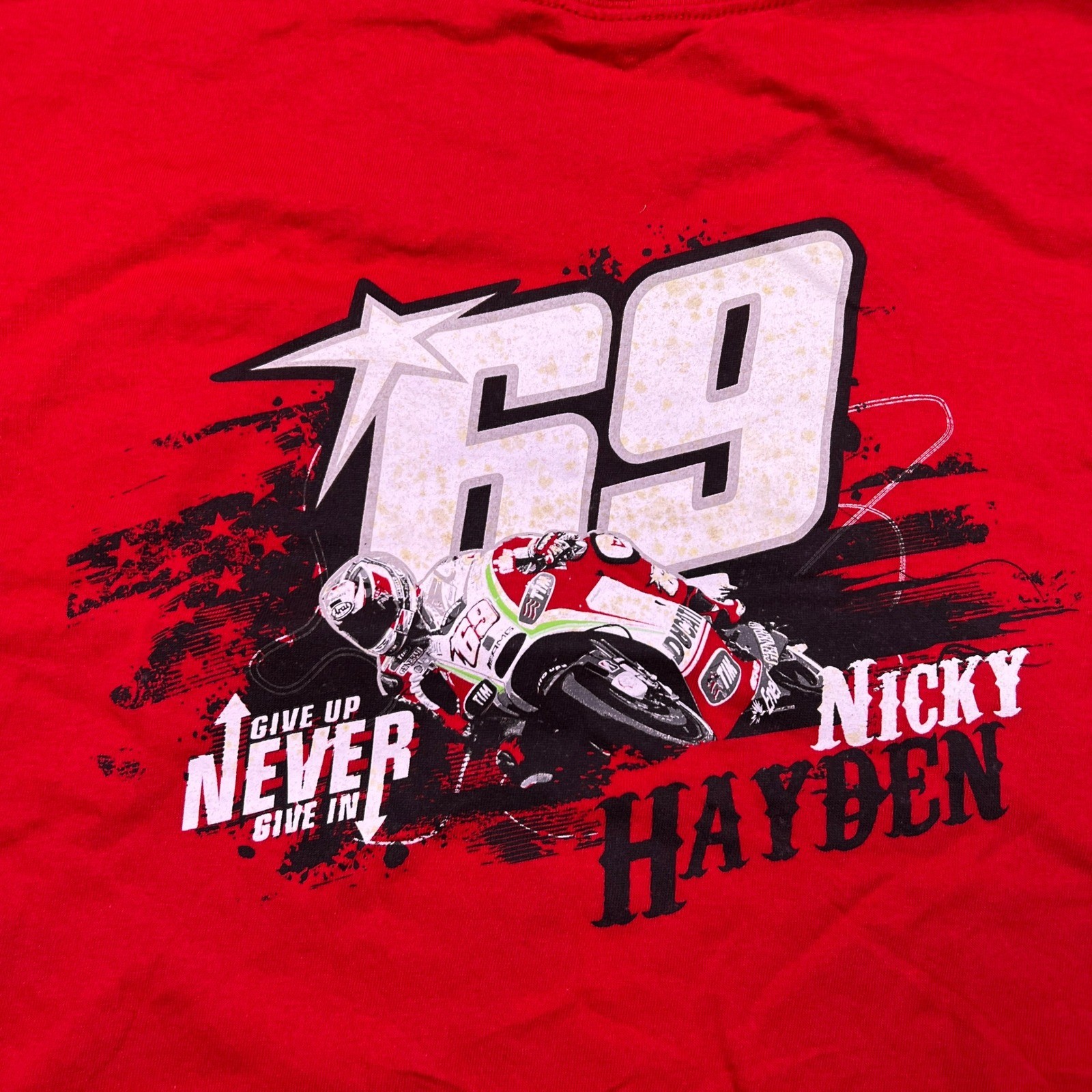 Nicky Hayden 69 SIGNED Red Graphic T Shirt Men’s 2X Anvil Pre Shrunk