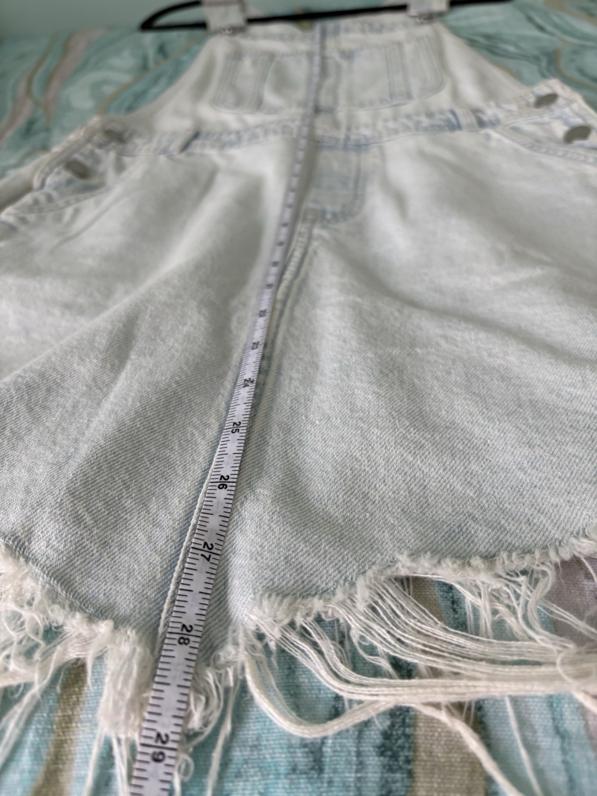 H&M &Denim Women’s Blue Light Wash Denim Overall Romper Shortalls S Button