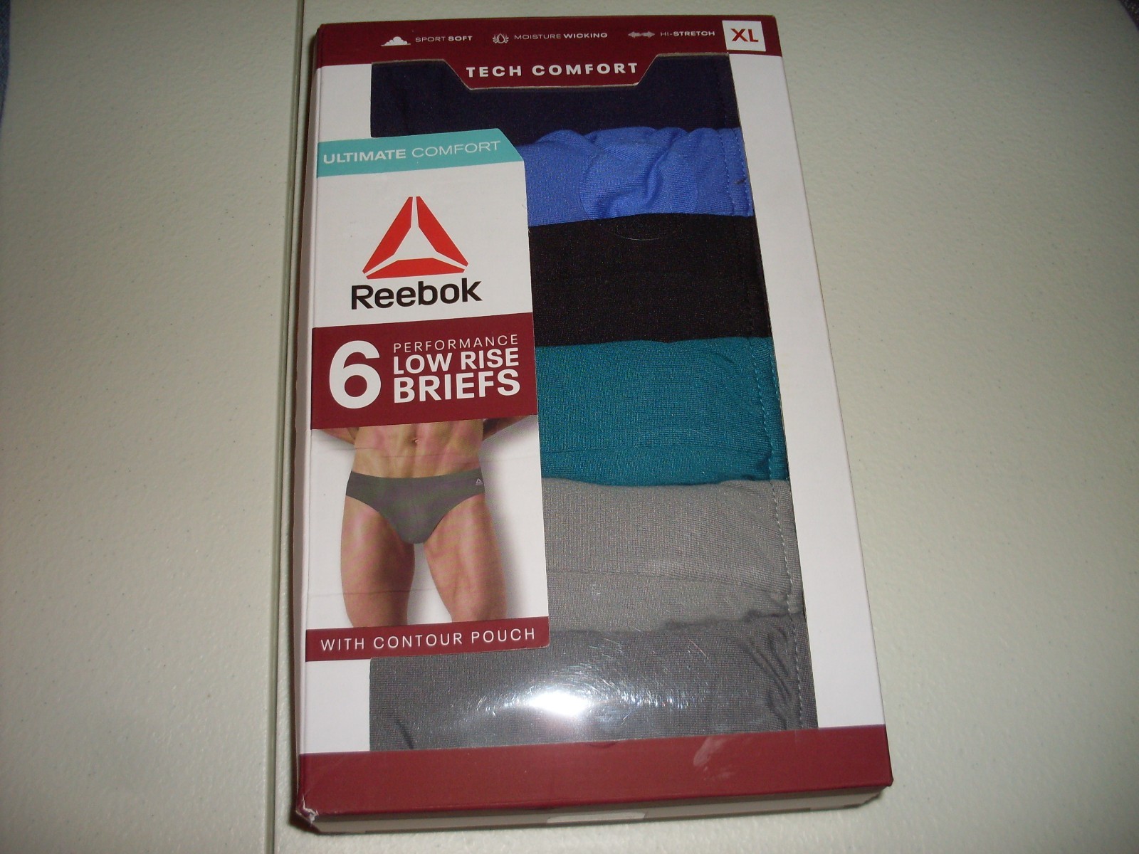 MENS REEBOK MOISTURE WICKING TECH COMFORT LOW RISE BRIEFS 6 PACK SIZE XL NEW