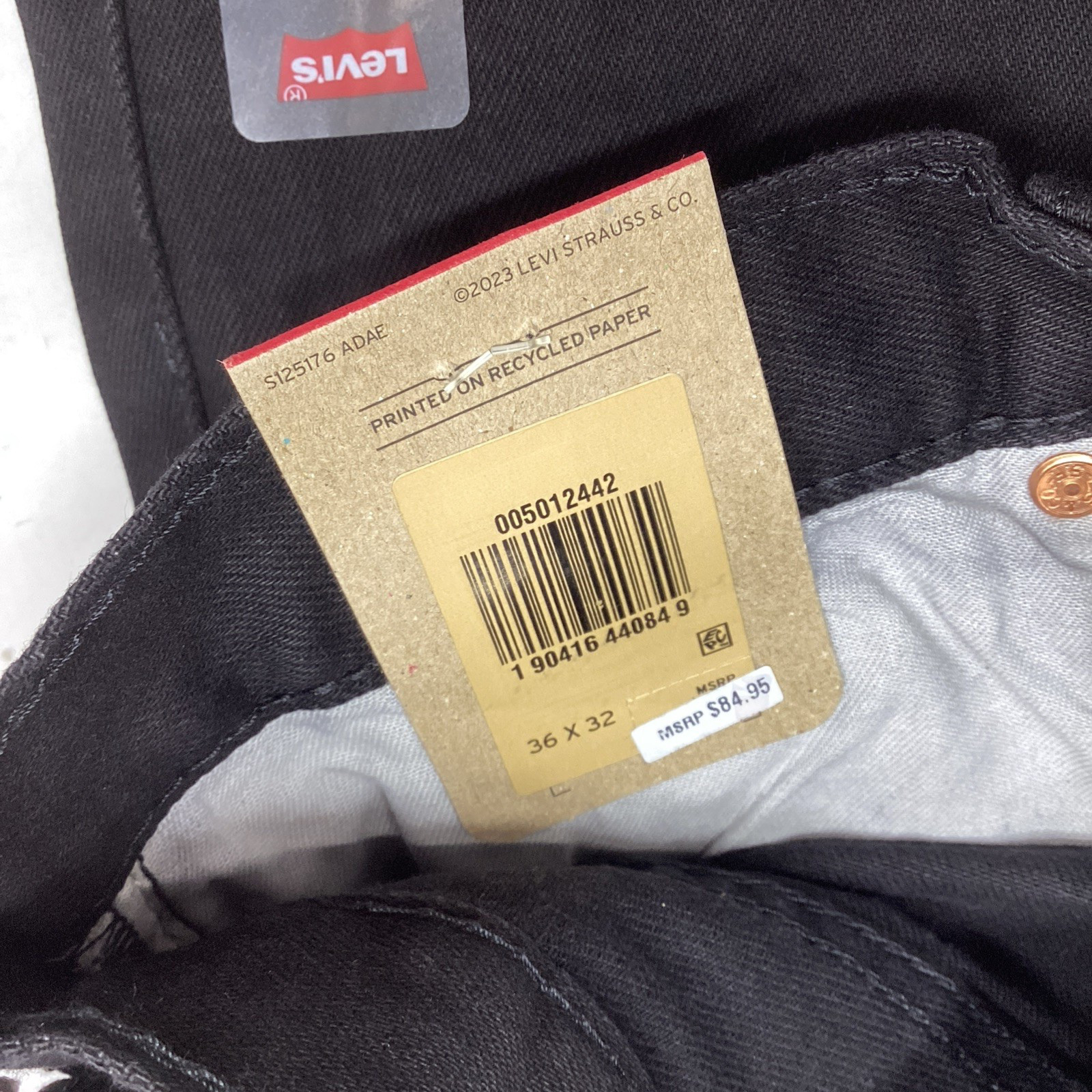 Levi’s 501 Original Stretch Straight Leg Jeans Men’s 36×32 Black