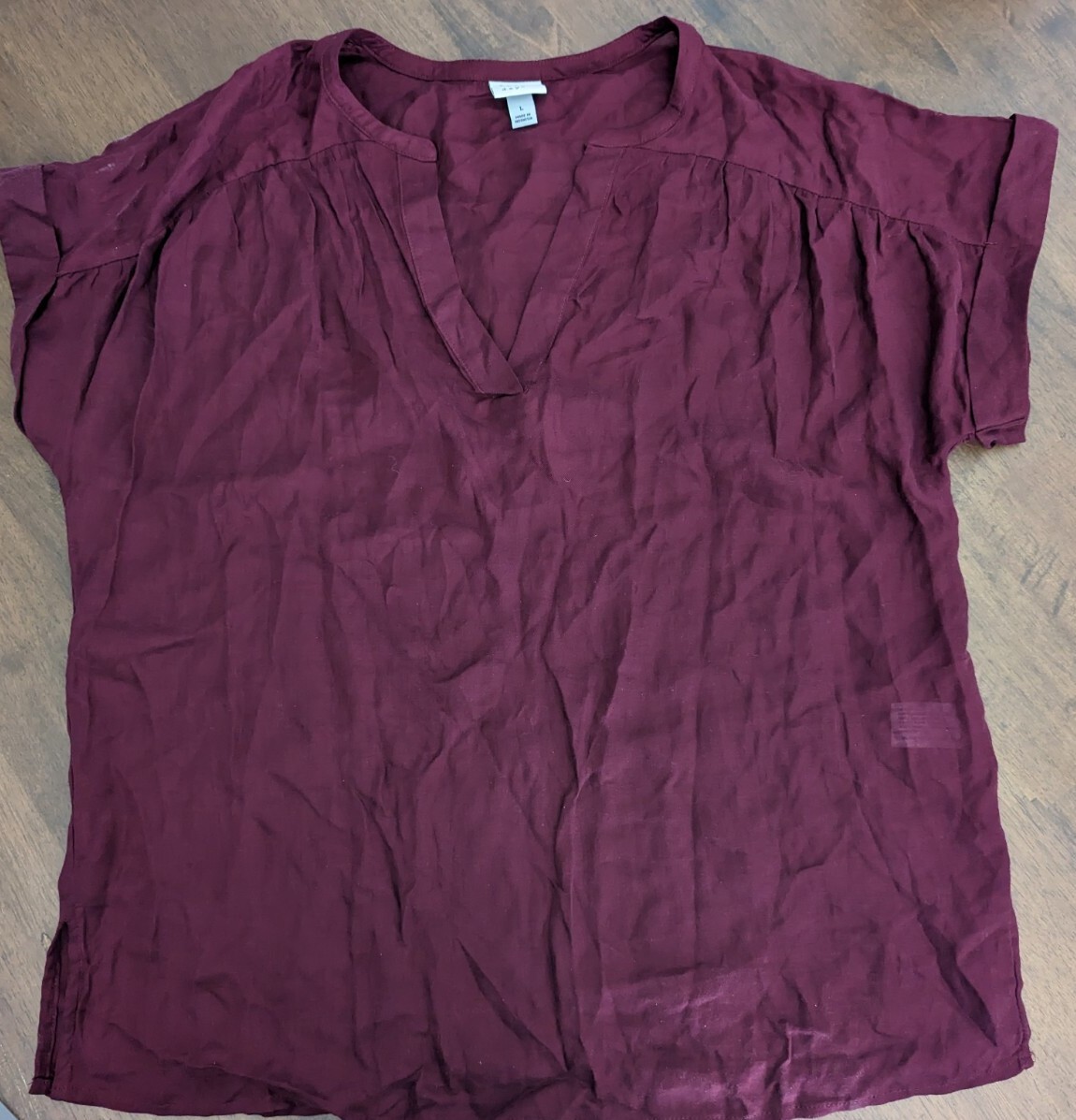 Womens A New Day Maroon Boxy Casual Top Sz L Boho Summer Casual