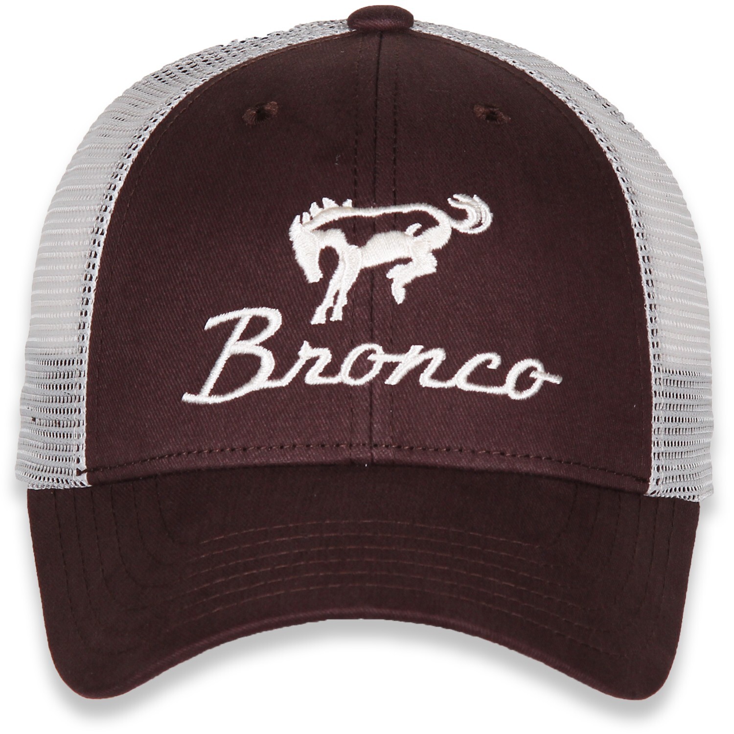 CHECKERED FLAG SPORTS FORD BRONCO LOGO EMBROIDERED BROWN TAN MESH HAT G1894