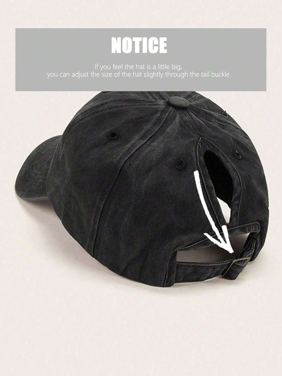 Distressed Baseball Cap Ponytail Unstructured Dad Hat Washed Y2K Anti-UV
