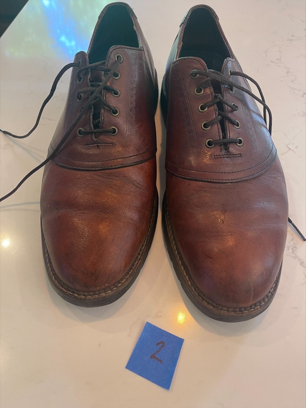 H.S. TRASK 12 M Bison Leather Saddle Shoes Model #4066