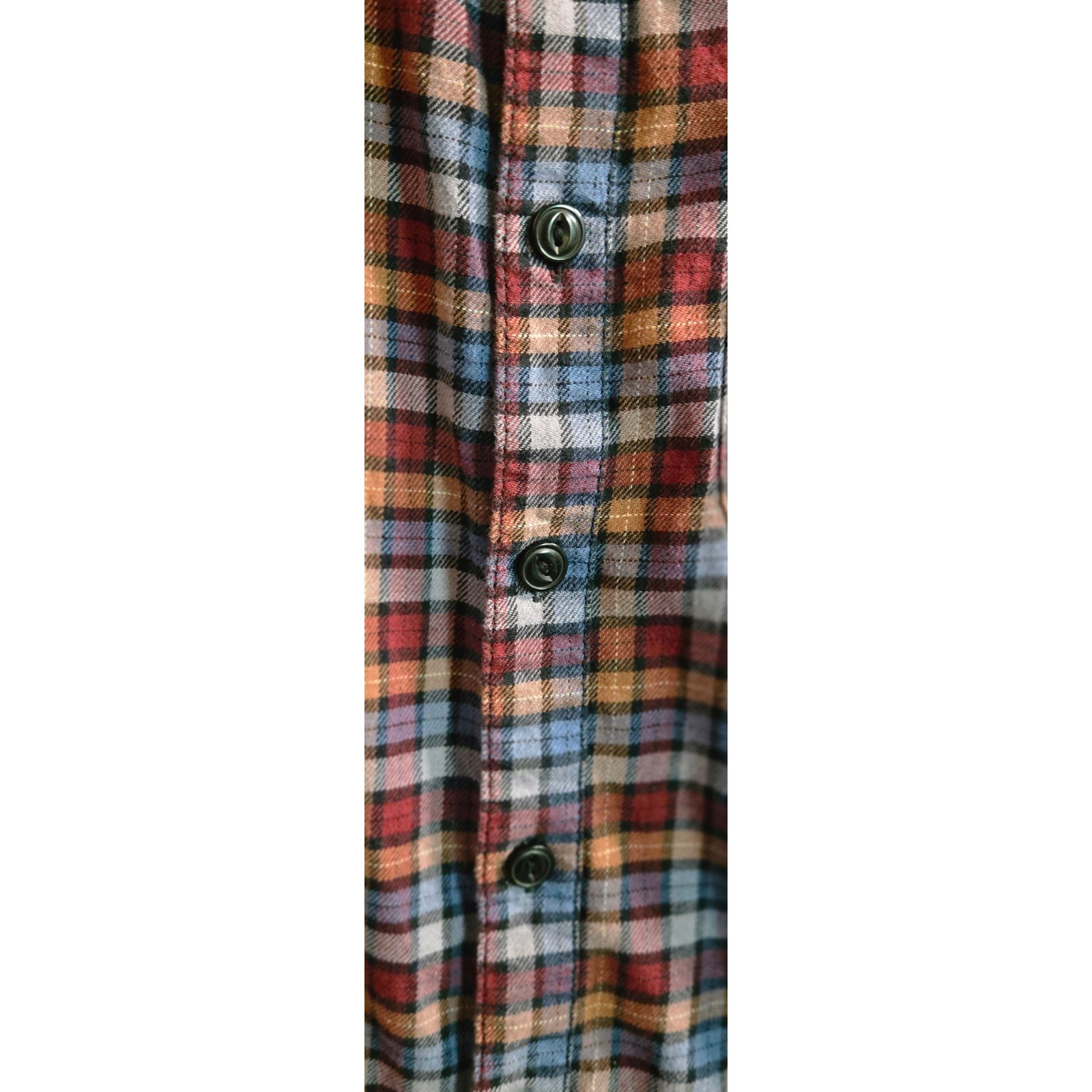 Lee Mens Plaid Flannel Button Down Shirt Medium Red Blue Orange 112339792