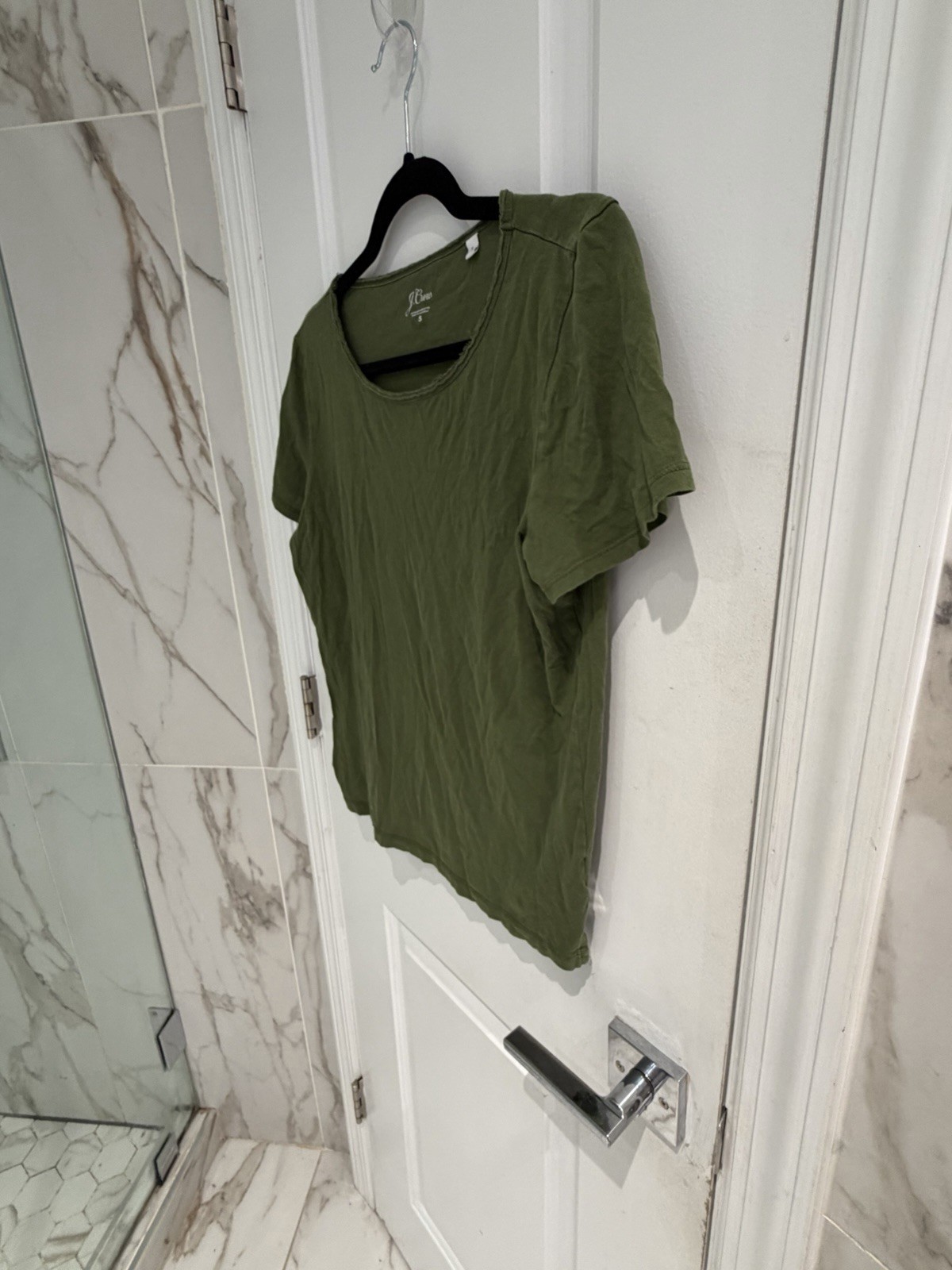 J.Crew Womens Green Crewneck Slub Cotton Classic Tee T-Shirt Size Small